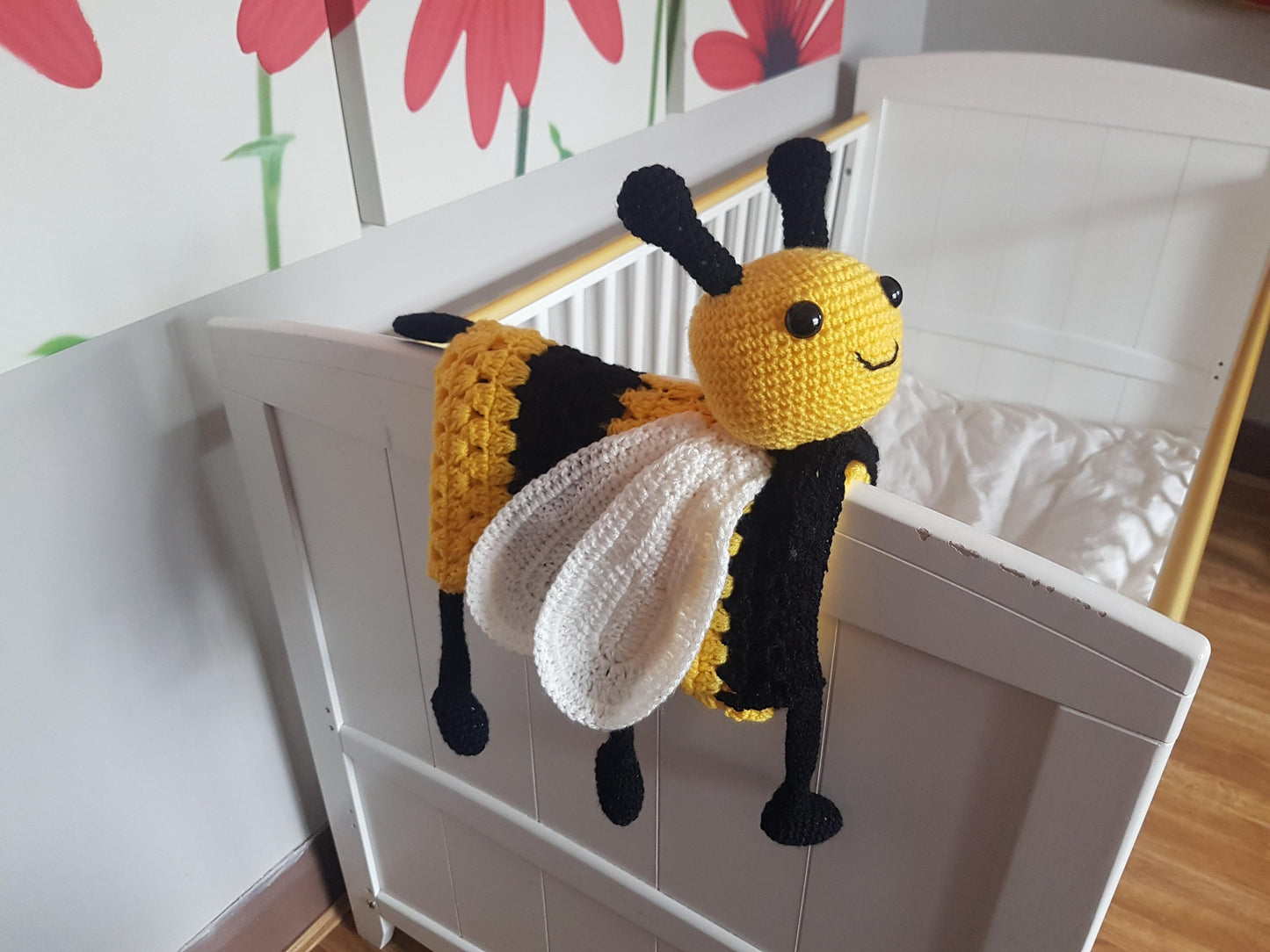 3in1 Happy Bee Folding Baby Blanket Toy Lovey Crochet Pattern - Baby Shower Gift Bee Keeper Present Nursery Decoration Cot Blanket