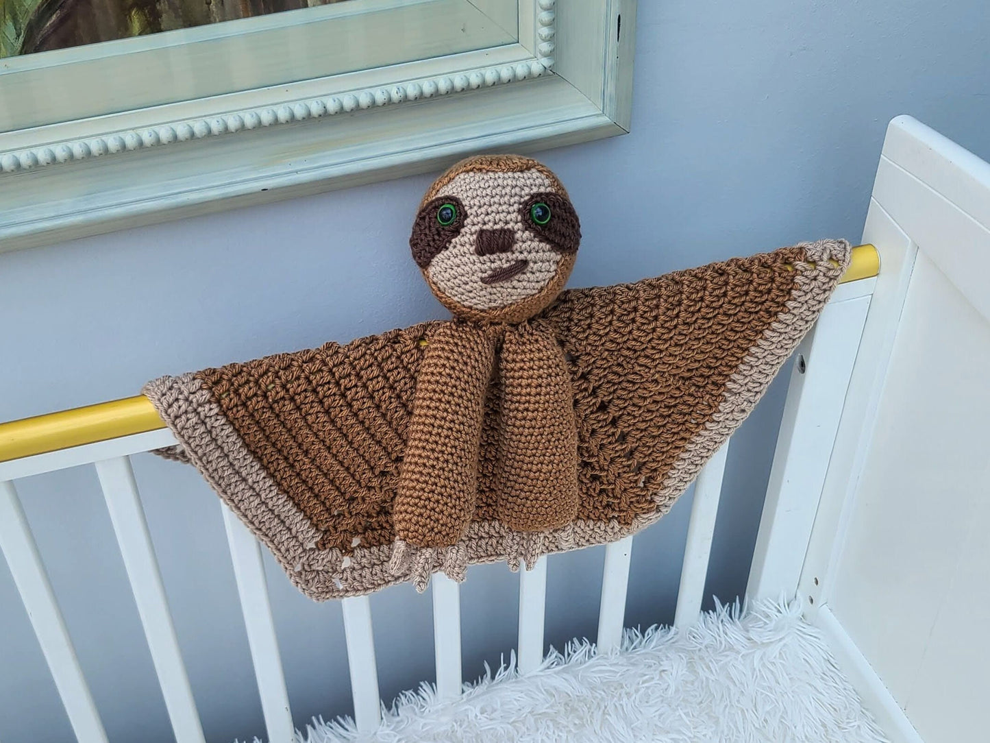 Smooch The Sloth Lovey Baby Blanket Comforter Security Blanket Crochet Pattern Baby Shower Gift Jungle Sloth Lovey Pattern Amigurumi Toy
