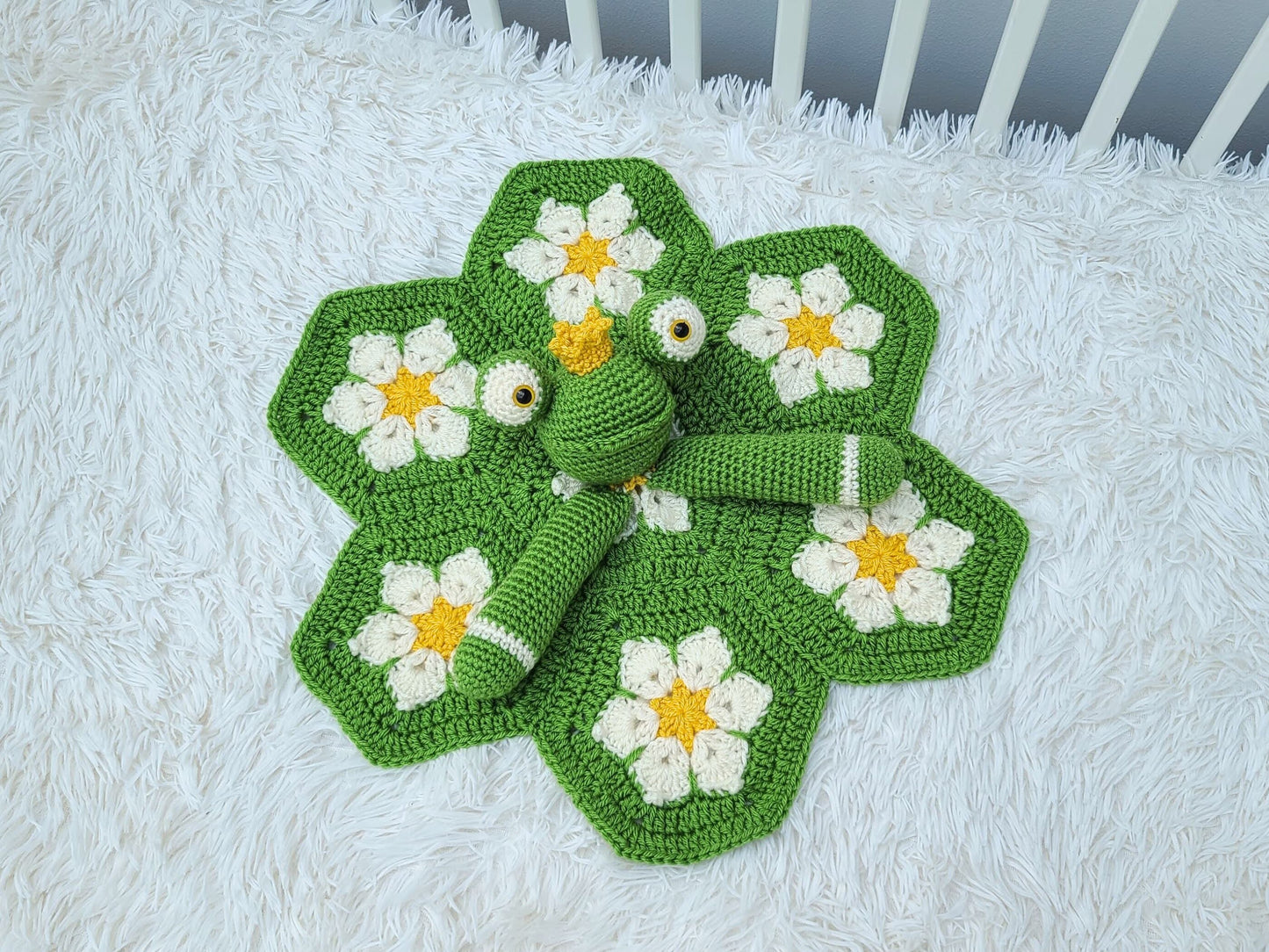 Frog Baby Blanket & Lovey Baby Shower Set CROCHET PATTERN | Prince Frog Cot Blanket + Amigurumi Sloth Comforter Pattern Crochet Baby Gift