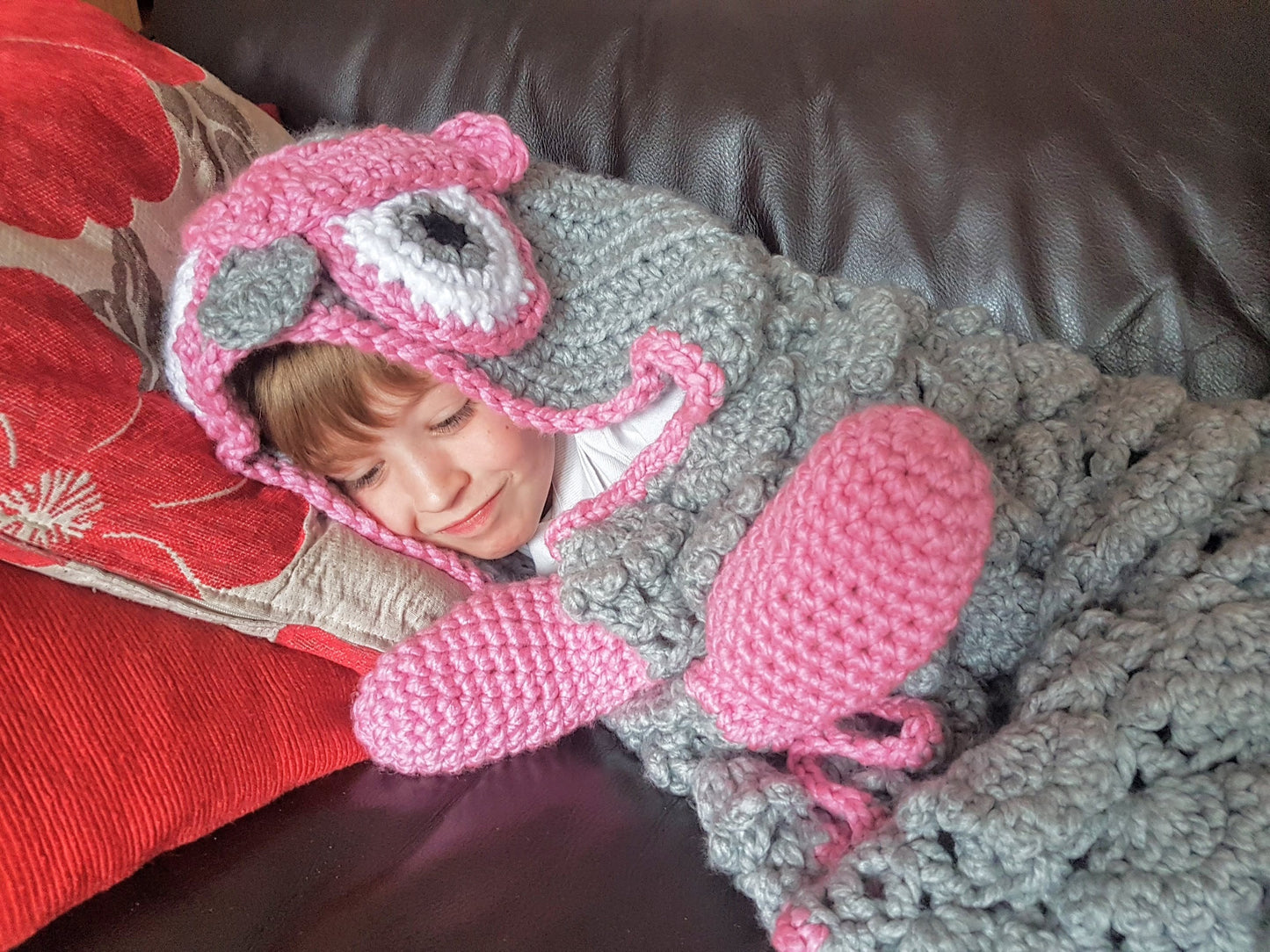 2 in 1 Woodland Owl Hooded Blanket in Child & Adult Size - Full Body Blanket w Mittens and Hood - Ruffled Feathers Look - Folds Into Cushion