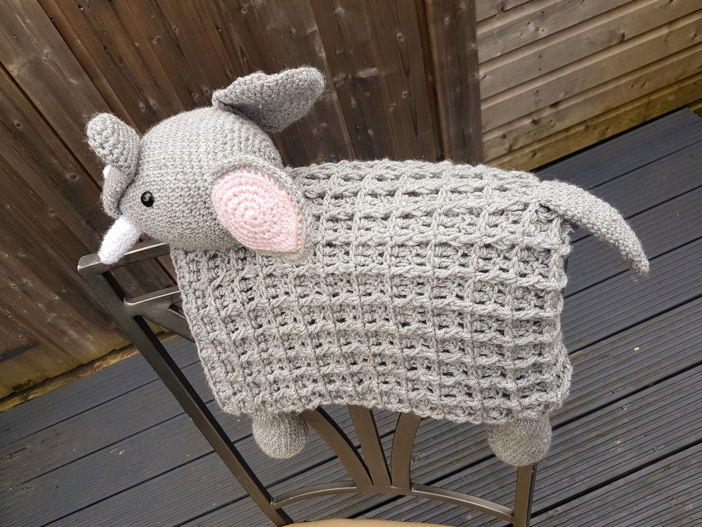 Elephant Baby Blanket & Lovey Baby Shower Set Crochet Patterns Multipurpose Baby Blanket Toy Play Mat Cot Blanket Baby Security Blanket Gift