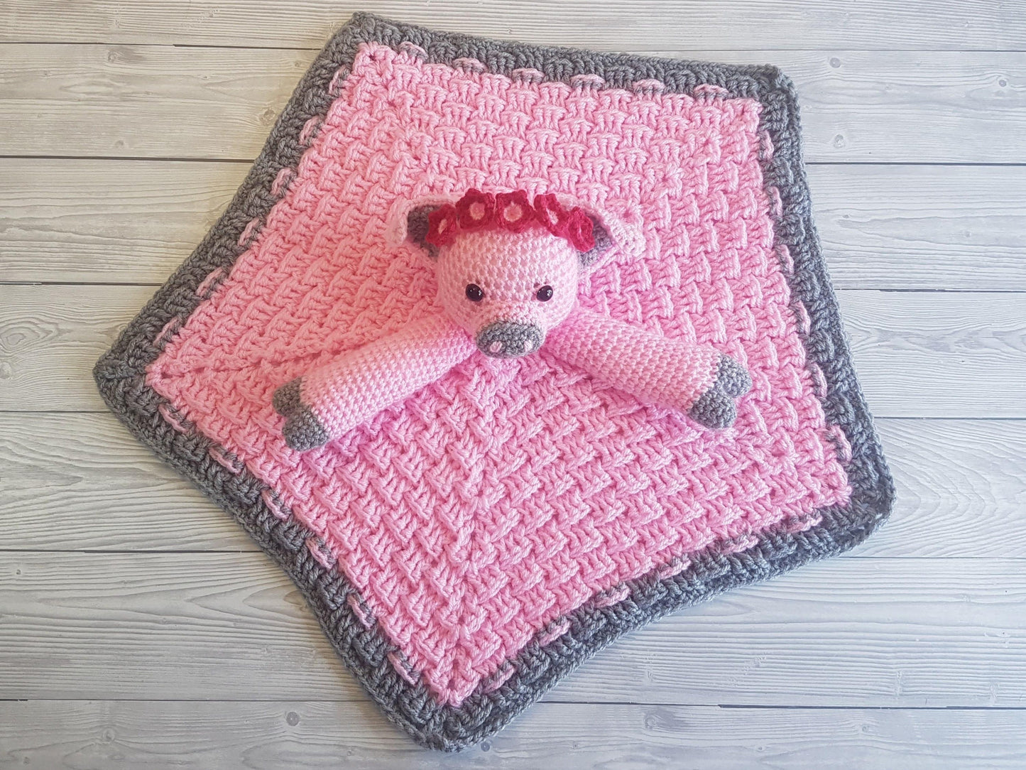 Pip & Petunia Pig Lovey Blankets Crochet Pattern | Comforter Security Blanket Baby Shower Gift | Farm Animals Pig Baby Lovey Cuddle Play Toy