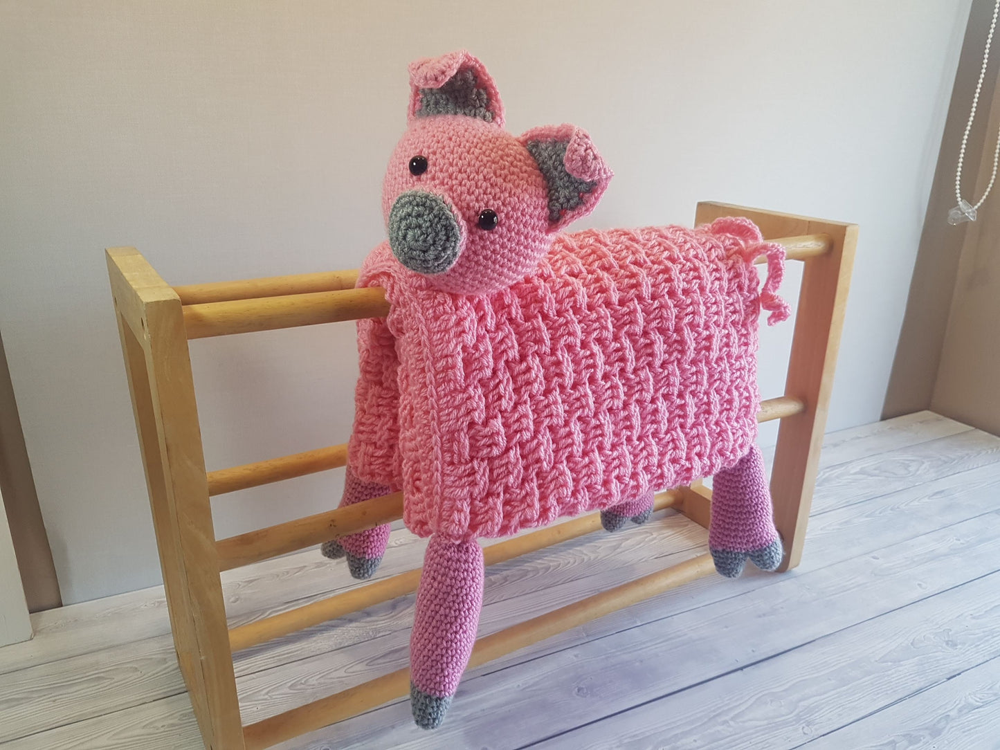 Farm Pig Baby Blanket & Piggy Lovey Baby Shower Set CROCHET PATTERN Multipurpose Blanket Toy Play Mat Baby Security Blanket Stroller Cot Bla