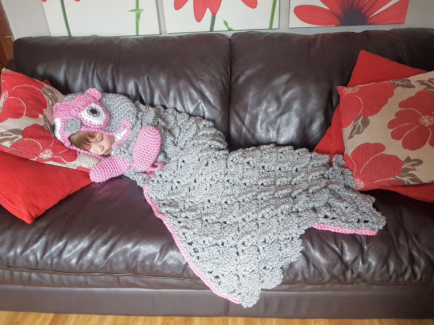 2 in 1 Woodland Owl Hooded Blanket in Child & Adult Size - Full Body Blanket w Mittens and Hood - Ruffled Feathers Look - Folds Into Cushion