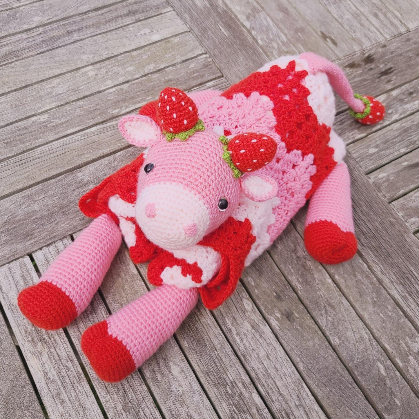 Strawberry Cow Baby Blanket & Lovey Baby Shower Set Crochet Patterns | Pram Blanket Toy Play Mat Baby Security Blanket Stroller Baby Gifts