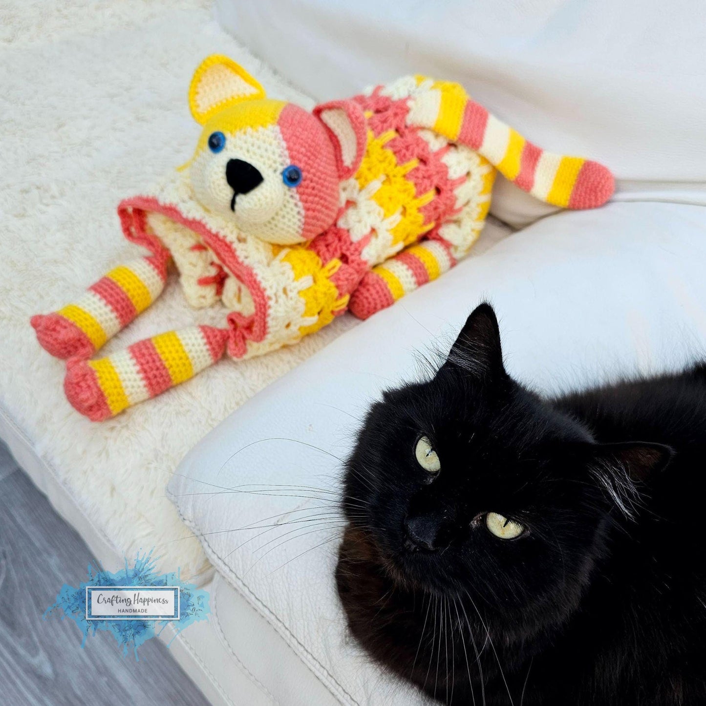 3in1 Calico Cat Folding Baby Blanket Crochet Pattern | Amigurumi Cat Unisex Baby Blanket | Stroller Blanket Cat Toy Throw | Baby Shower Gift