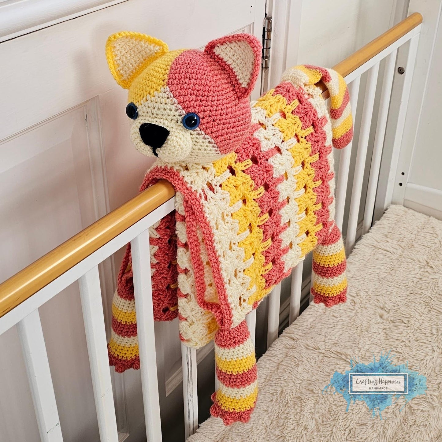 3in1 Calico Cat Folding Baby Blanket Crochet Pattern | Amigurumi Cat Unisex Baby Blanket | Stroller Blanket Cat Toy Throw | Baby Shower Gift
