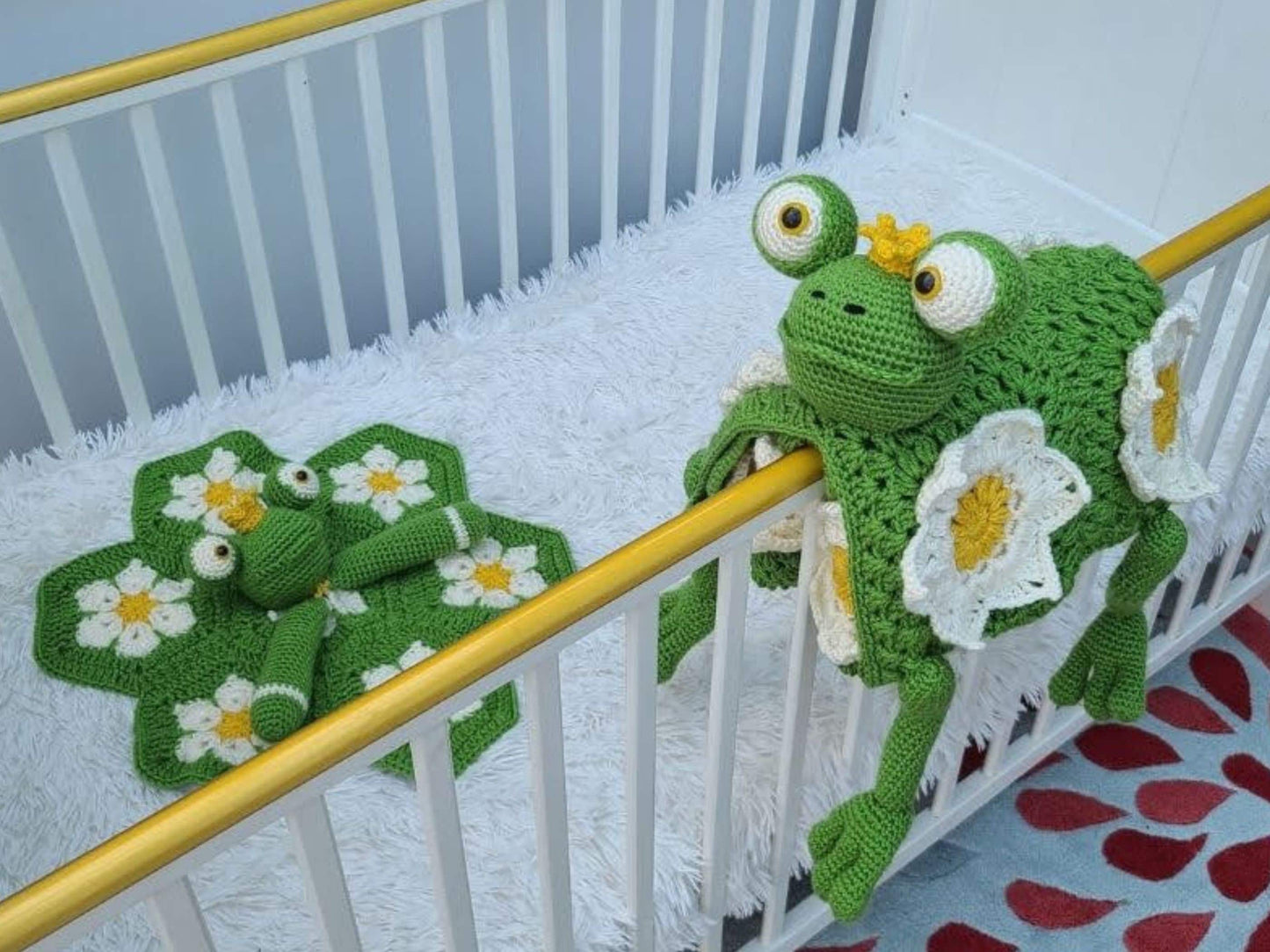 Frog Baby Blanket & Lovey Baby Shower Set CROCHET PATTERN | Prince Frog Cot Blanket + Amigurumi Sloth Comforter Pattern Crochet Baby Gift