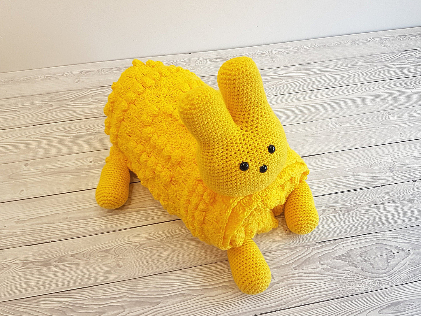 3in1 Easter Peep Bunny Baby Blanket Crochet Pattern | Bunny Blanket Crochet C2C Blanket Baby Shower Gift Yellow Easter Afghan Amigurumi Toy