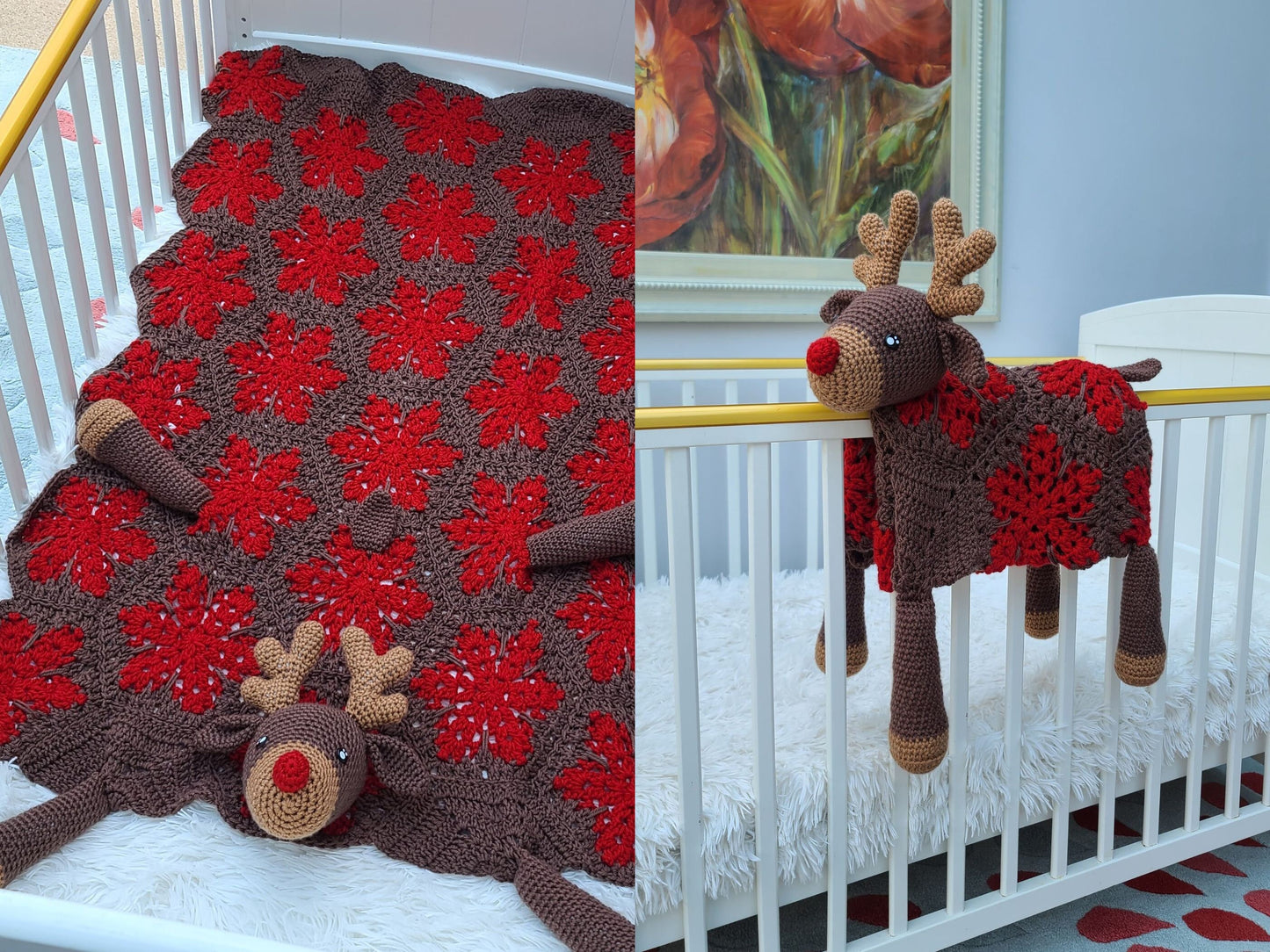 Reindeer Animal Baby Blanket & Lovey CROCHET PATTERN | Reindeer Cot Blanket + Amigurumi Lovey Pattern Baby Shower Gift Set Birthday Present