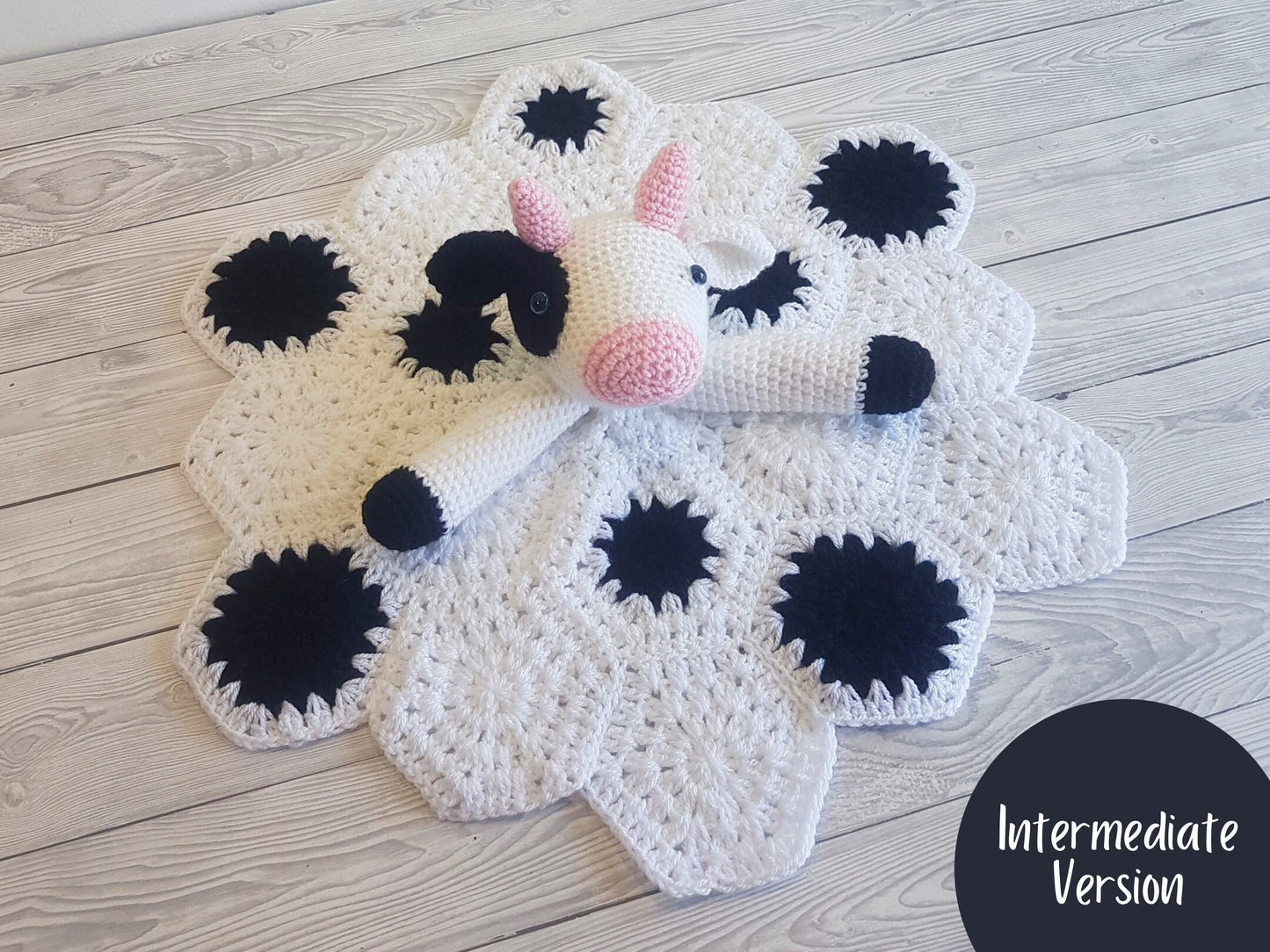 Cow Baby Blanket & Lovey Baby Shower Set CROCHET PATTERN Multipurpose Blanket Toy Play Mat Baby Security Blanket Stroller Cot Blanket Gift