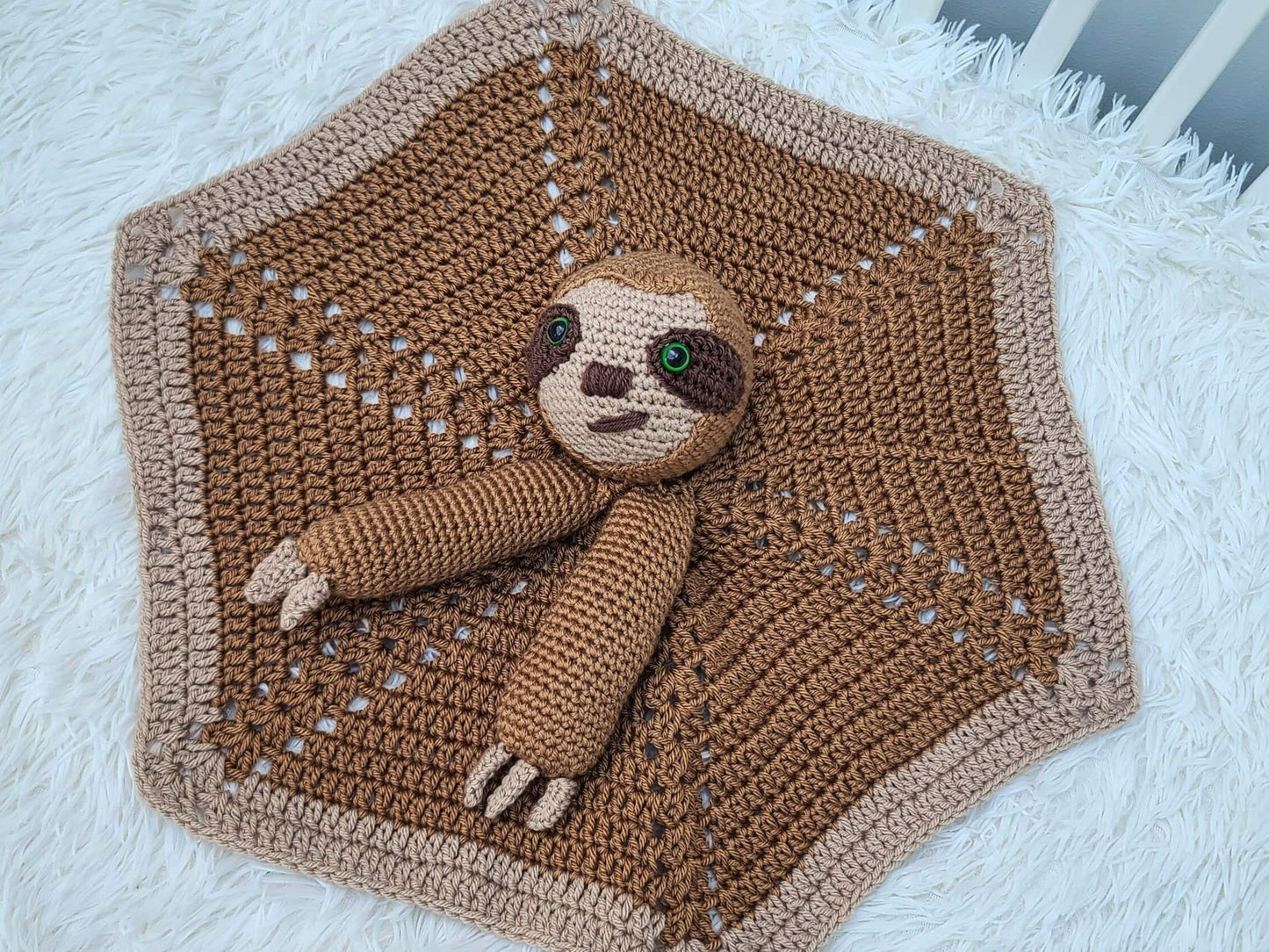 Smooch The Sloth Lovey Baby Blanket Comforter Security Blanket Crochet Pattern Baby Shower Gift Jungle Sloth Lovey Pattern Amigurumi Toy
