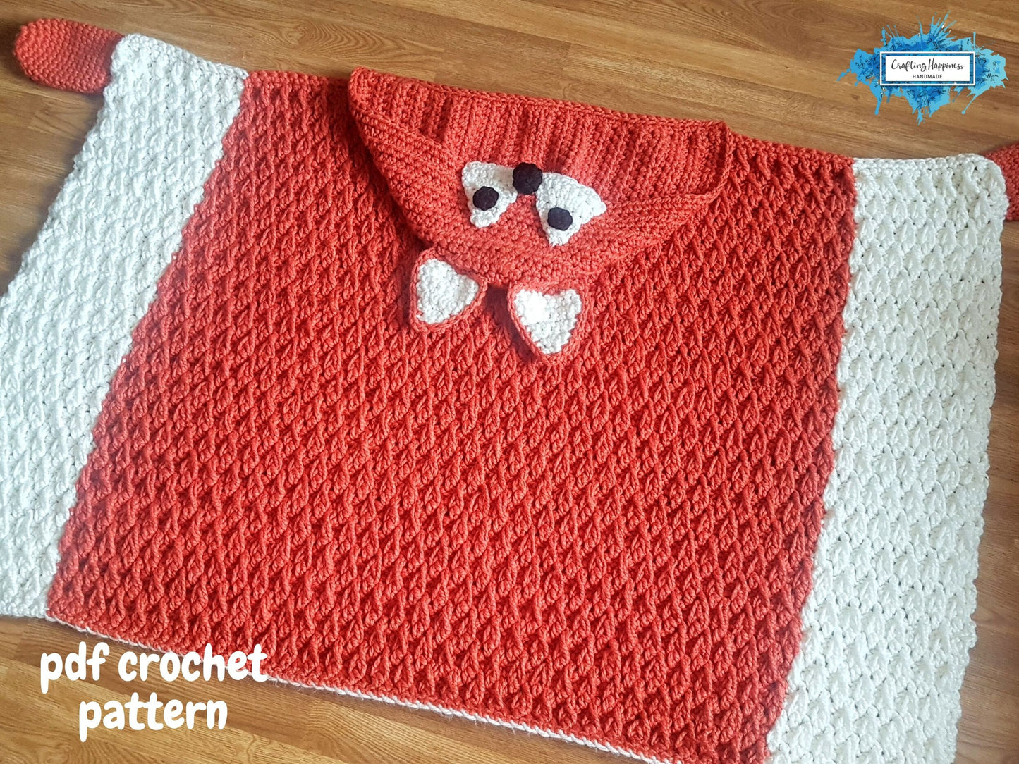 Woodland Fox Hooded Blanket For Adults & Kids Crochet Pattern | Animal Blanket With Hood | Wearable Blanket | Fox Blanket Child | Present