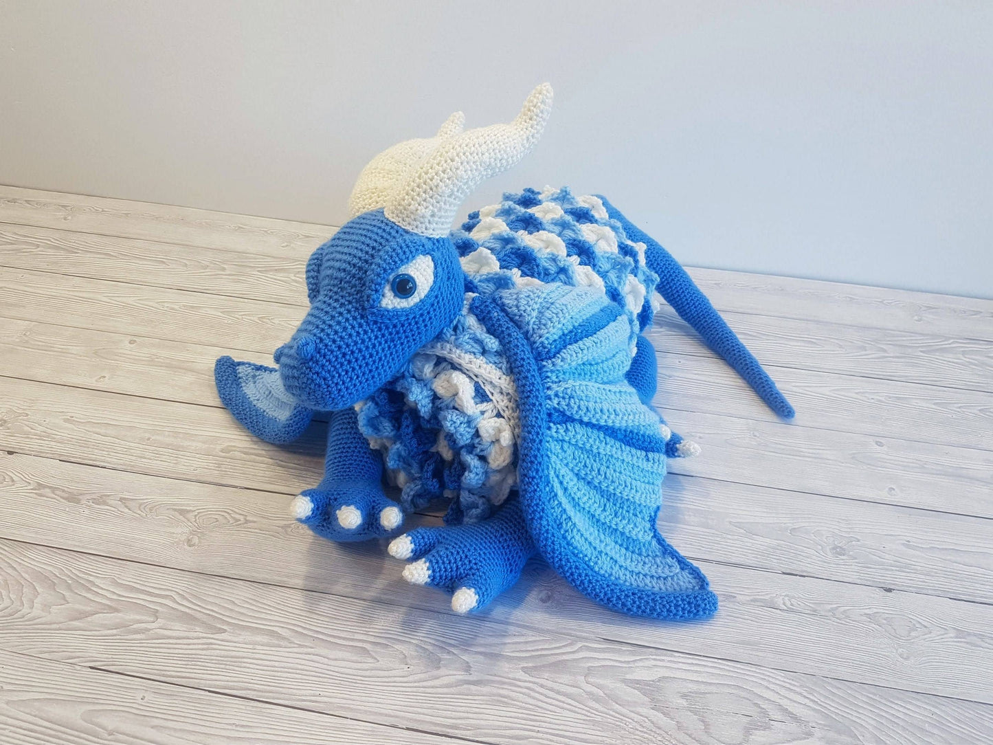 3in1 Ice Dragon Baby Blanket Crochet Pattern | Dragon Blanket Stroller Pram Toy Security Blanket Lovey Baby Shower Gift Boy Amigurumi Dragon