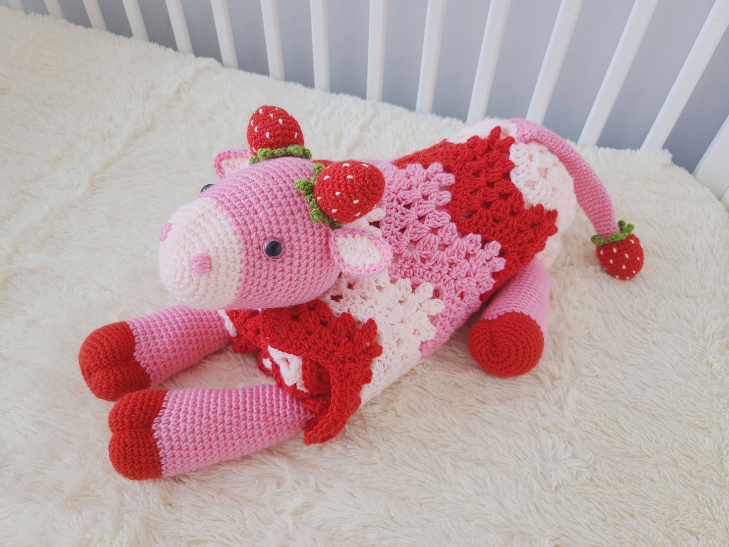 3in1 Strawberry Cow Baby Blanket Amigurumi Crochet Pattern | Pink Cow Blanket Crochet AmiBlanket Toy Lovi Blanket Baby Shower Gift Birthday