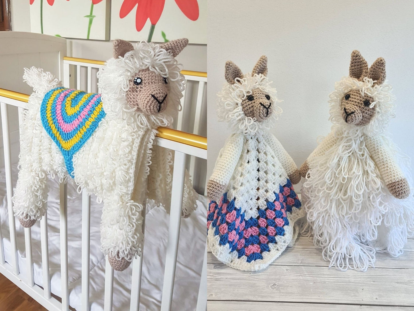 Llama Baby Blanket & 2 Lovey Baby Shower Gift CROCHET PATTERN Multipurpose Blanket Toy Play Mat Baby Security Blanket Stroller Cot Blanket