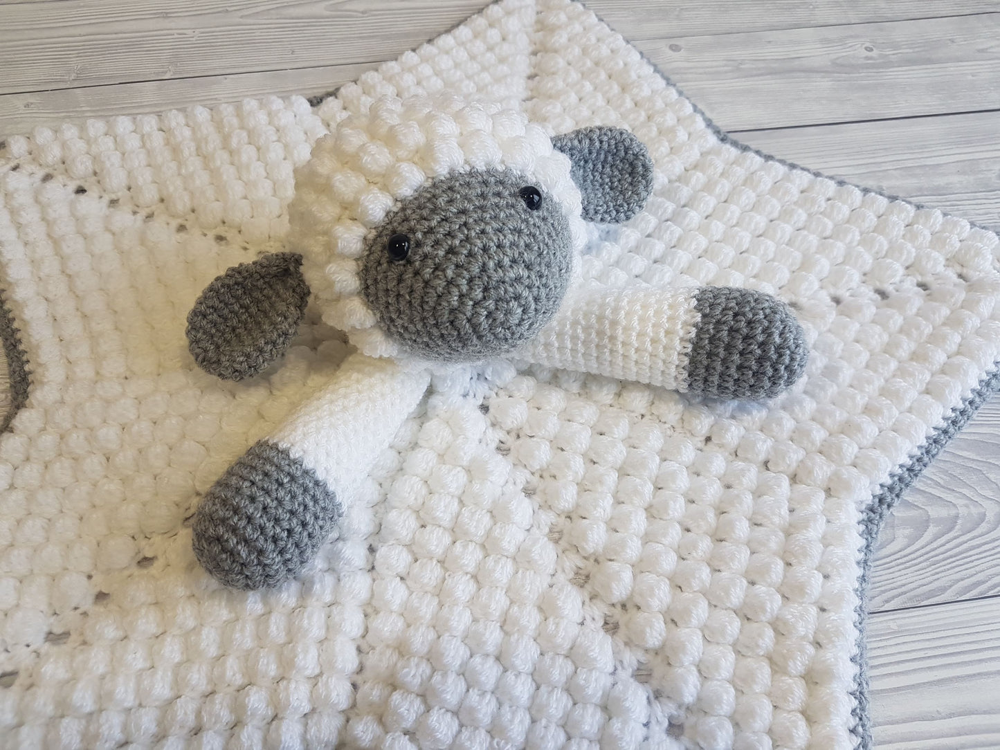 Sheep Baby Blanket & Lamb Lovey Baby Shower Set Crochet Pattern Multipurpose Blanket Toy Play Mat Baby Security Blanket Stroller Cot Blanket