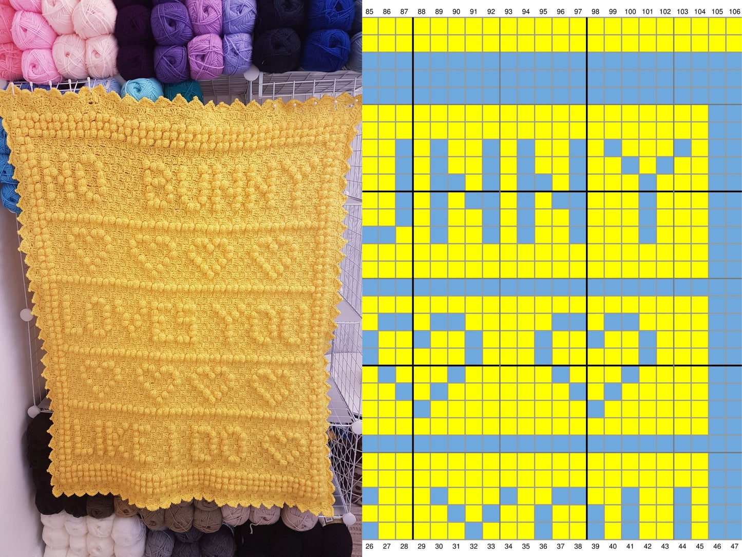No Bunny Loves You Like I Do C2C Baby Blanket Pattern w/ Written Pattern & Large Graph | C2C Afghan Pattern Love Message Baby Shower Gift