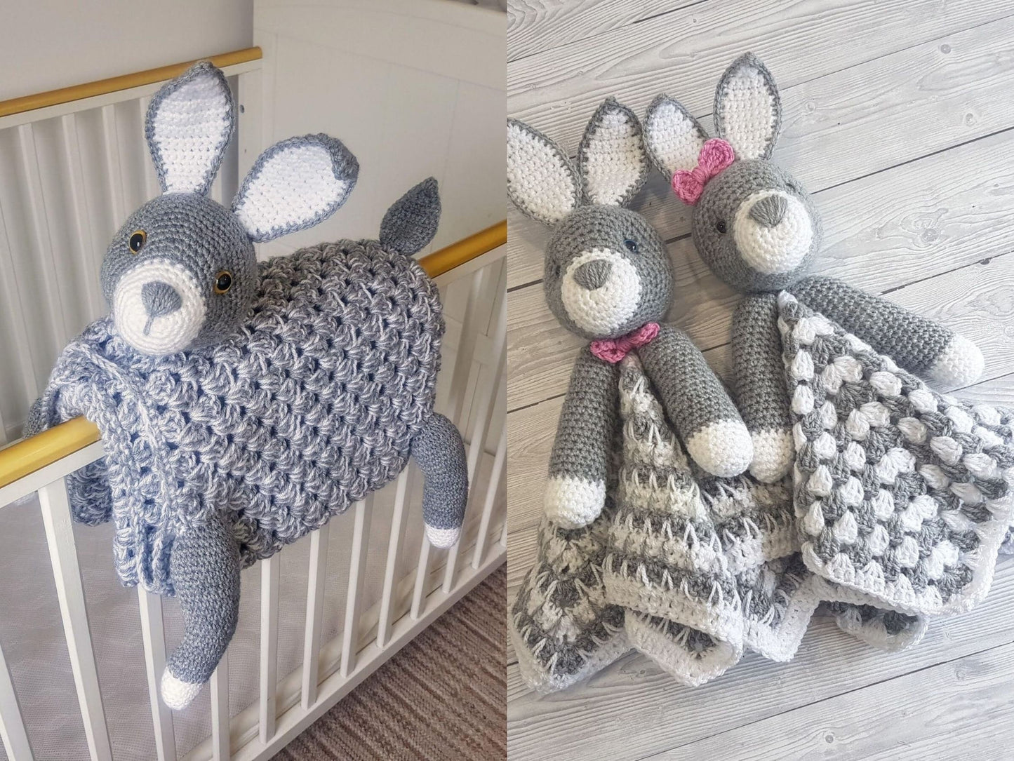 Bunny Baby Blanket & Lovey Baby Shower Set CROCHET PATTERN Multipurpose Blanket Toy Play Mat Baby Security Blanket Stroller Cot Blanket Gift