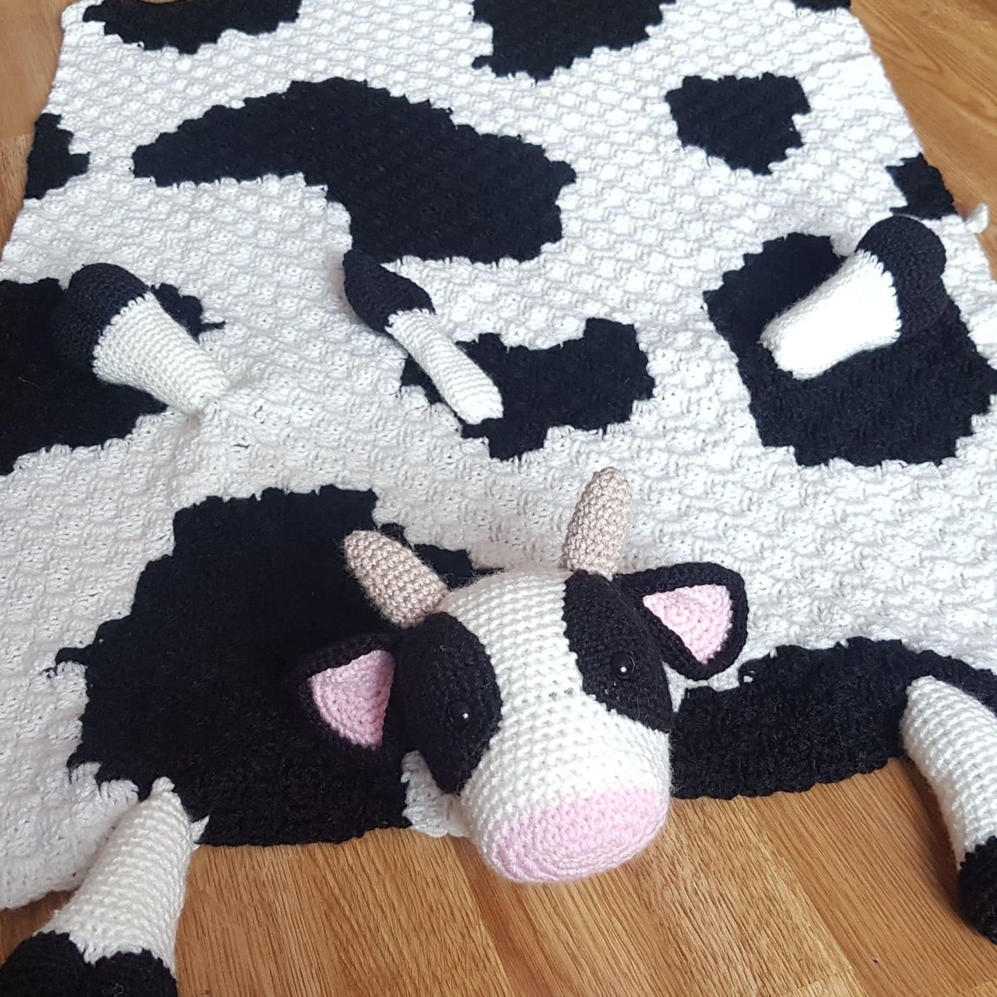 3 PATTERN BUNDLE Amigurumi Cow Baby Blankets - Scottish Highland Cow, Black Spotted Farm Cow, Strawberry Cow Baby Shower Gift Animal Blanket