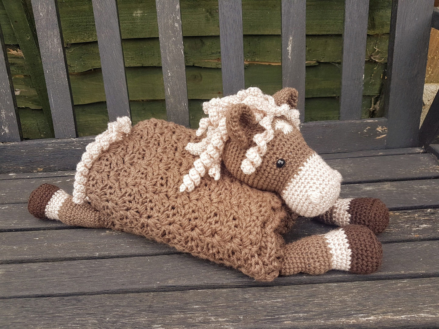 3in1 Farm Horse Baby Blanket Crochet Pattern | Pram Blanket Baby Gift Farmer Gift Amigurumi Pony Toy Horse Blanket Baby Shower Gift Birthday