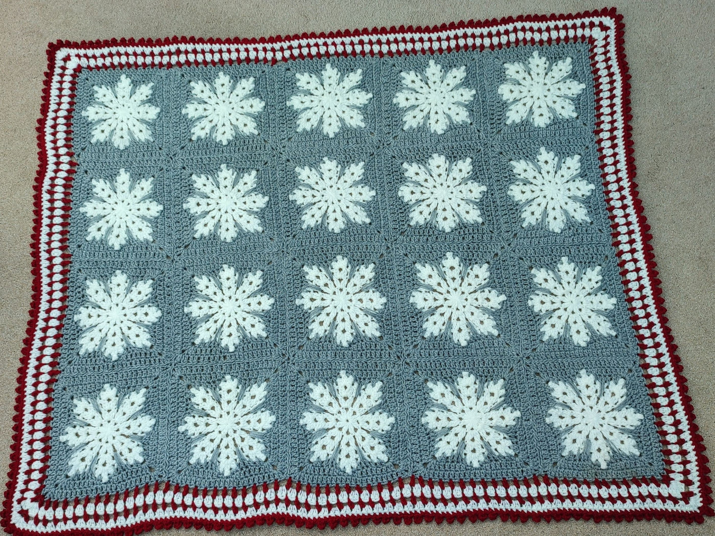 Winter Snowflake Afghan Blanket Lapghan Crochet Pattern | Snowflake Blanket Baby Shower Gift Granny Square Blanket Baby Gift Birthday Gift