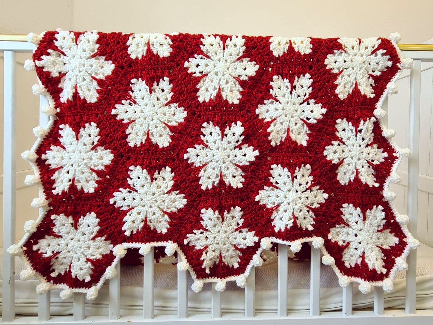 Christmas Snowflake Baby Blanket Lapghan Crochet Pattern | Hexagon Blanket Baby Shower Gift Easy Snowflake Blanket Star Xmas Afghan Birthday