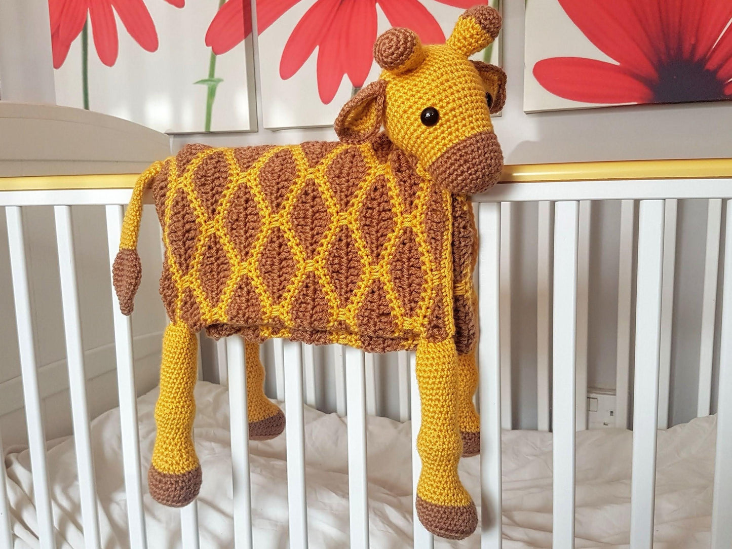 3in1 Safari Giraffe Folding Baby Blanket Crochet Pattern | Stroller Pram Toy Security Blanket Lovey | Baby Shower Gift For Boy Girl Present