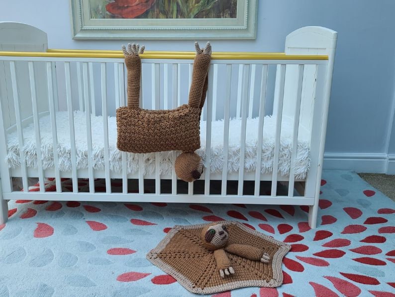 Sloth Baby Blanket & Lovey Baby Shower Set CROCHET PATTERN | Jungle Sloth Cot Blanket + Amigurumi Sloth Comforter Pattern Crochet Baby Gift