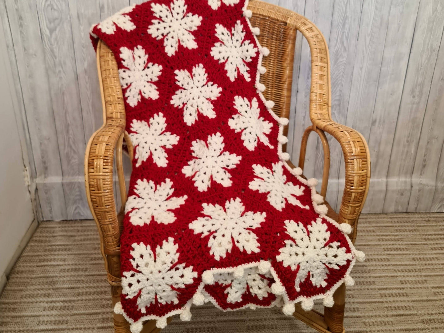 Christmas Snowflake Baby Blanket Lapghan Crochet Pattern | Hexagon Blanket Baby Shower Gift Easy Snowflake Blanket Star Xmas Afghan Birthday