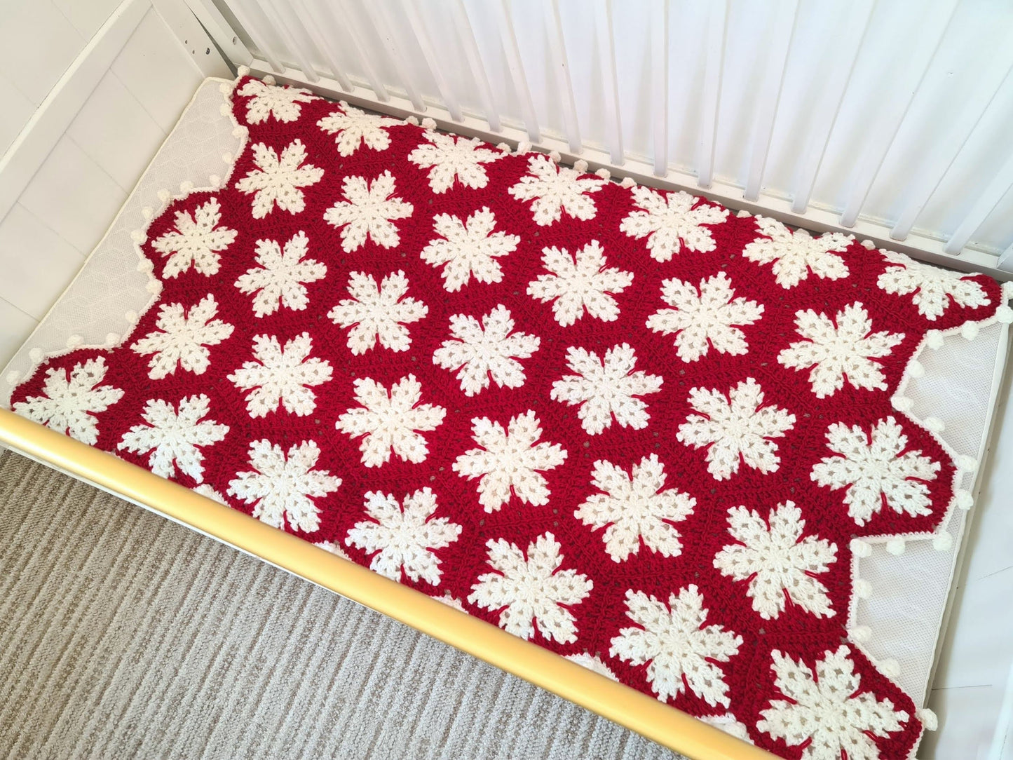 Christmas Snowflake Baby Blanket Lapghan Crochet Pattern | Hexagon Blanket Baby Shower Gift Easy Snowflake Blanket Star Xmas Afghan Birthday