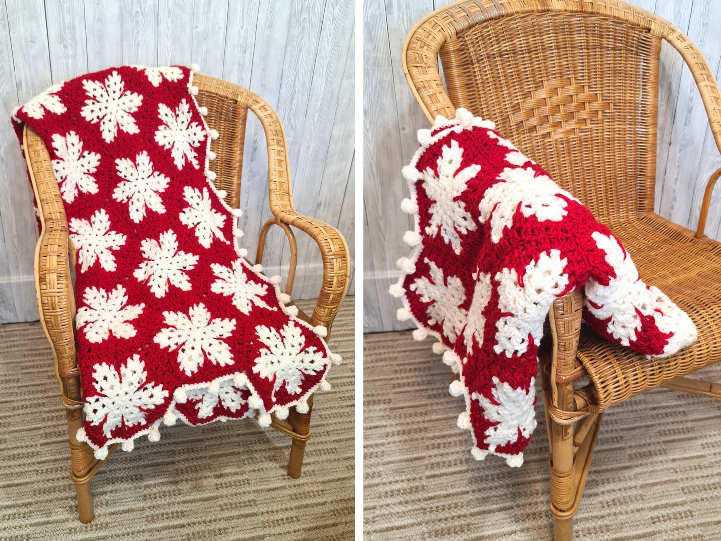 Christmas Snowflake Baby Blanket Lapghan Crochet Pattern | Hexagon Blanket Baby Shower Gift Easy Snowflake Blanket Star Xmas Afghan Birthday