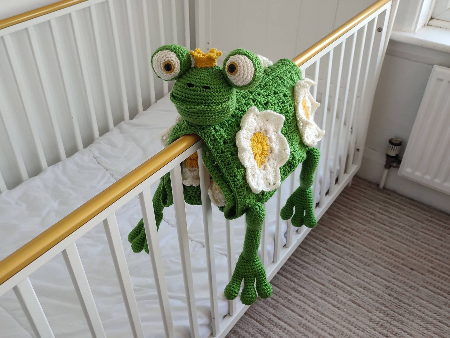 3in1 Jungle Frog Folding Baby Blanket Crochet Pattern | Pram Toy Blanket Lovey Frog Baby Shower Baby Gift Birthday Nursery Waterlily Afghan