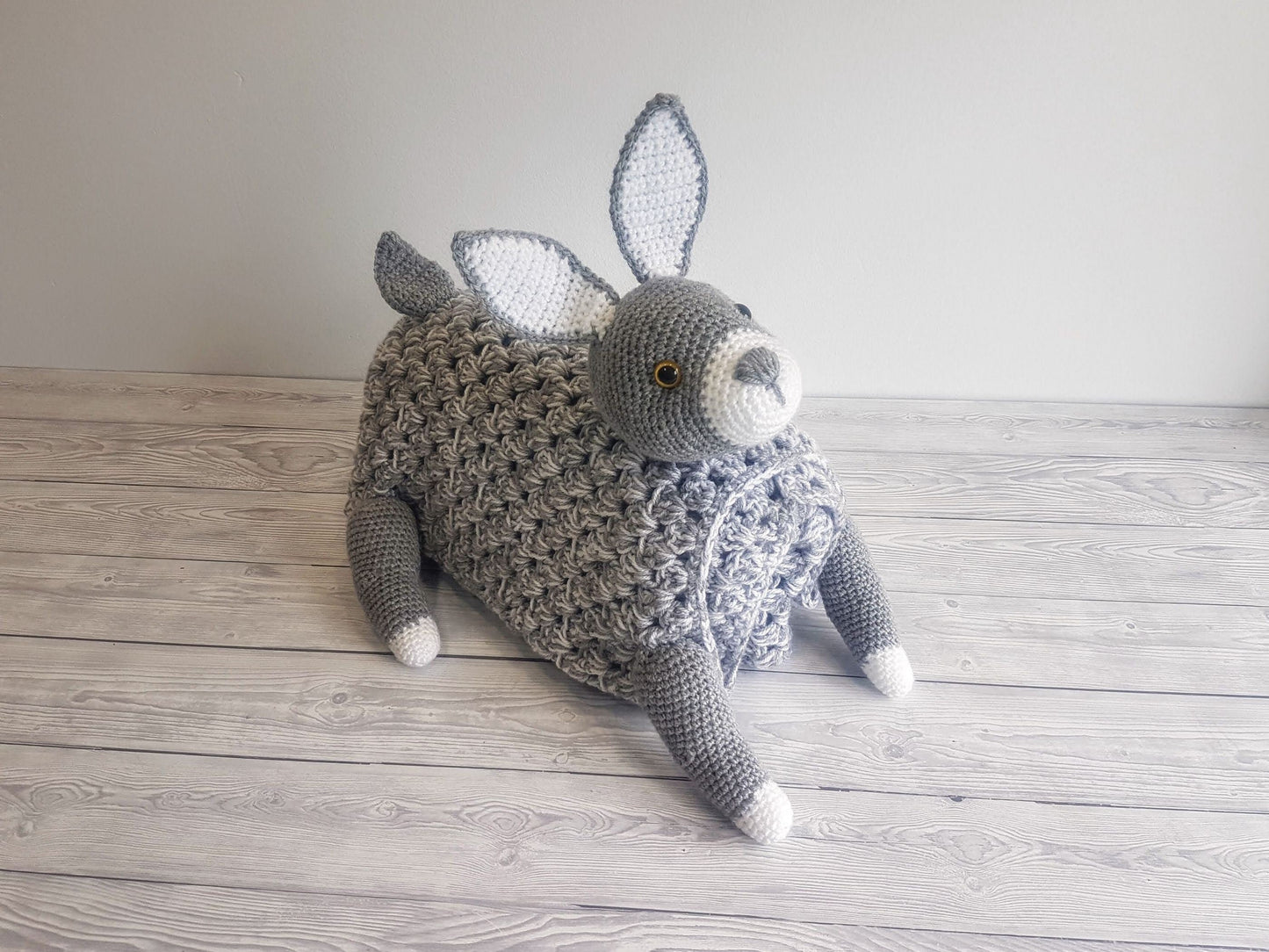 3in1 Woodland Bunny Baby Blanket Crochet Pattern | Bunny Rabbit Blanket Pram Toy Security Blanket Lovey Baby Shower Gift Boy Amigurumi Bunny