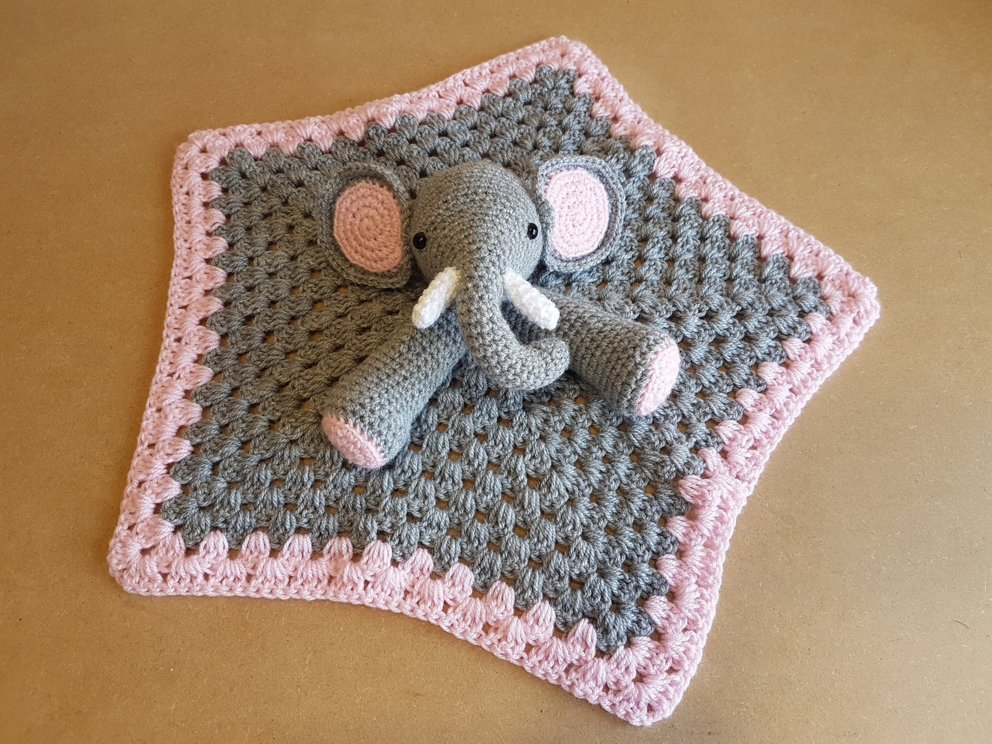 Elephant Baby Blanket & Lovey Baby Shower Set Crochet Patterns Multipurpose Baby Blanket Toy Play Mat Cot Blanket Baby Security Blanket Gift