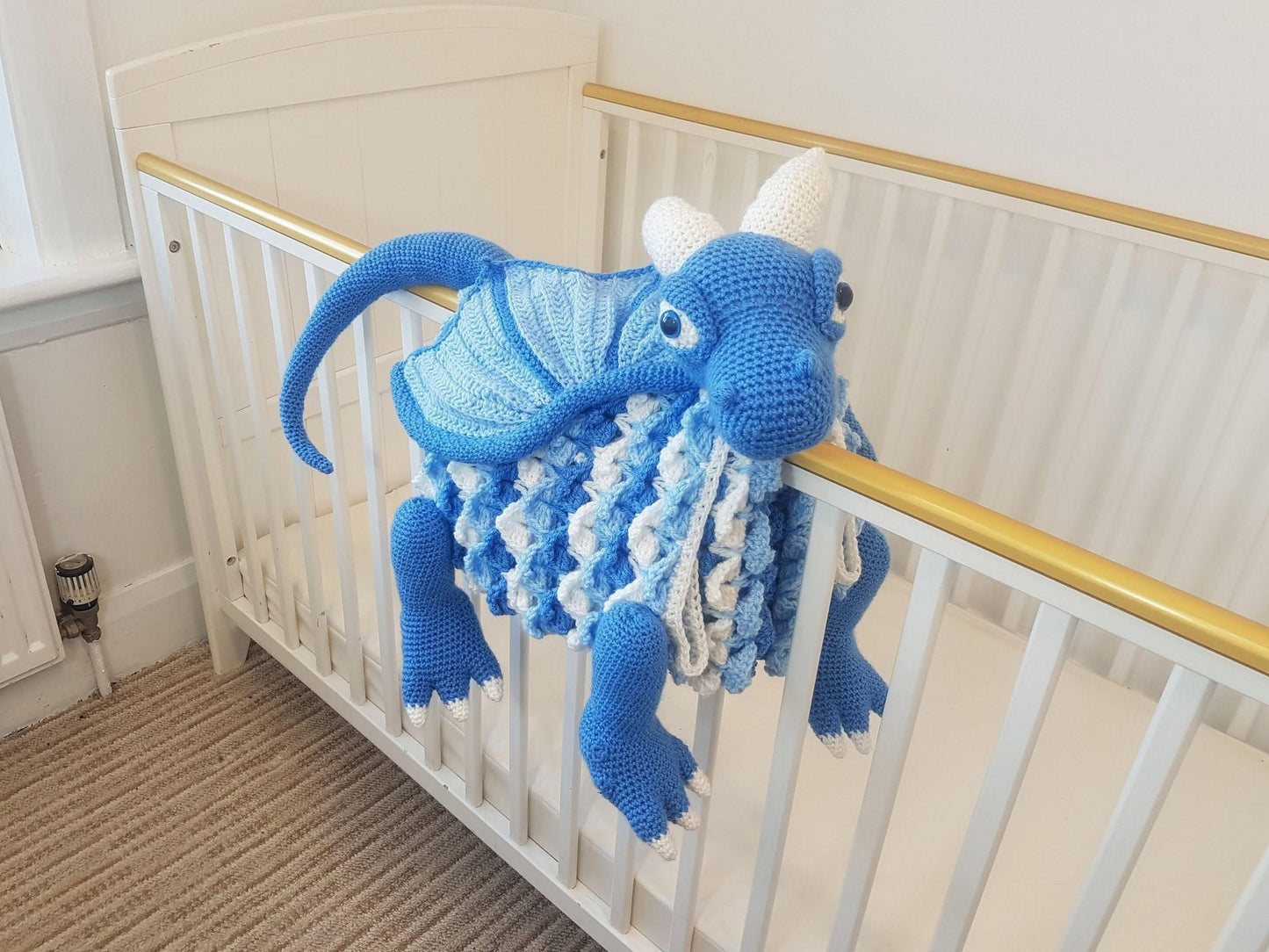 3in1 Ice Dragon Baby Blanket Crochet Pattern | Dragon Blanket Stroller Pram Toy Security Blanket Lovey Baby Shower Gift Boy Amigurumi Dragon