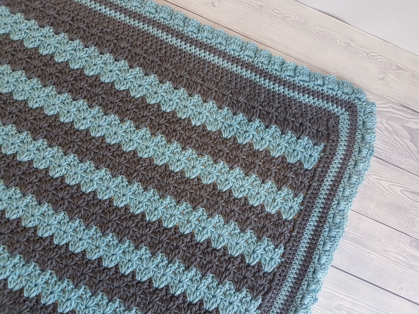 Stripes & Ruffles Baby Blanket Lapghan Crochet Pattern | Blue Blanket Baby Shower Gift Stripes Blanket Baby Gift Christmas Birthday Gift Boy