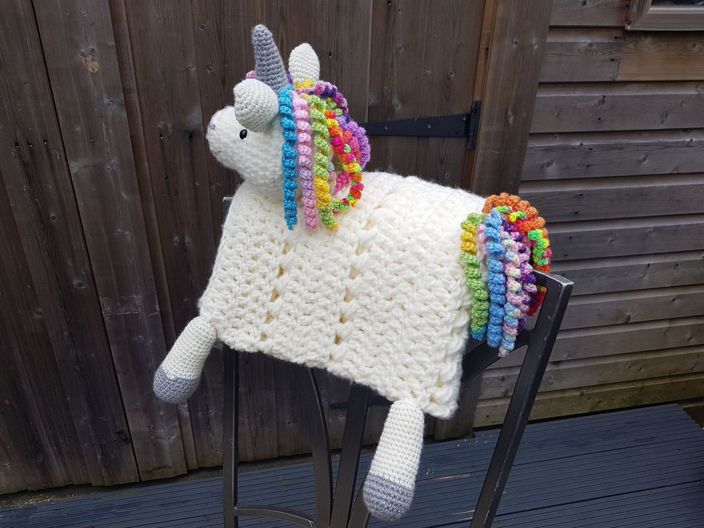3 in 1 Rainbow Unicorn Baby Blanket Toy Lovey Security Blanket Crochet Pattern Folding Blanket