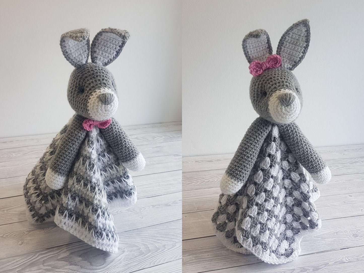 Bun Bun Bunny Loveys Blanket Crochet Patterns | Security Blanket Baby Shower Gift | Farm Animals Baby Lovey Cuddle Play Toy Amigurumi Bunny