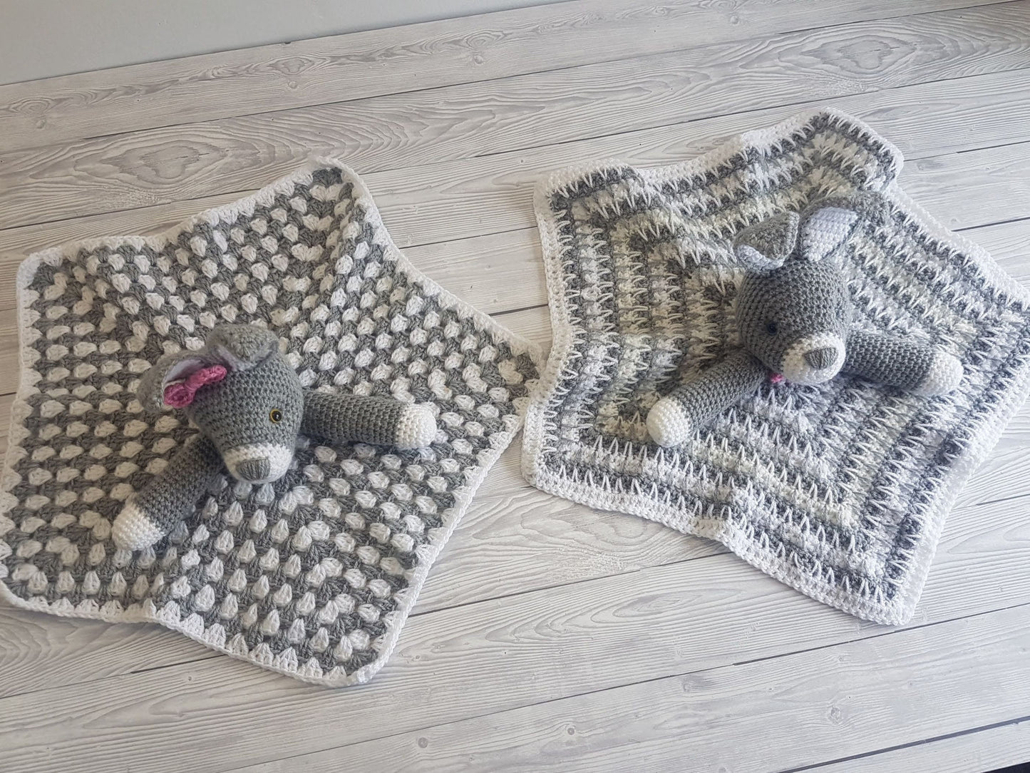Bun Bun Bunny Loveys Blanket Crochet Patterns | Security Blanket Baby Shower Gift | Farm Animals Baby Lovey Cuddle Play Toy Amigurumi Bunny