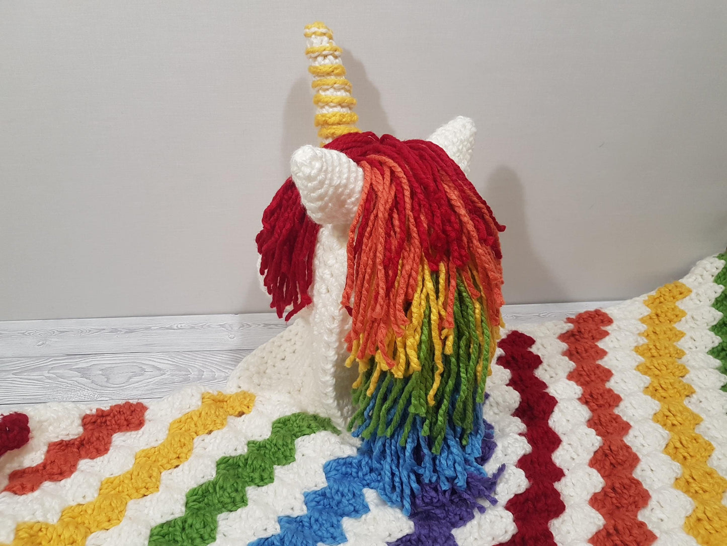 2in1 Rainbow Unicorn Hooded Blanket Crochet Pattern For Adults & Kids Wearable Blanket Christmas Birthday Gift Crochet Unicorn Hoodie Blanki
