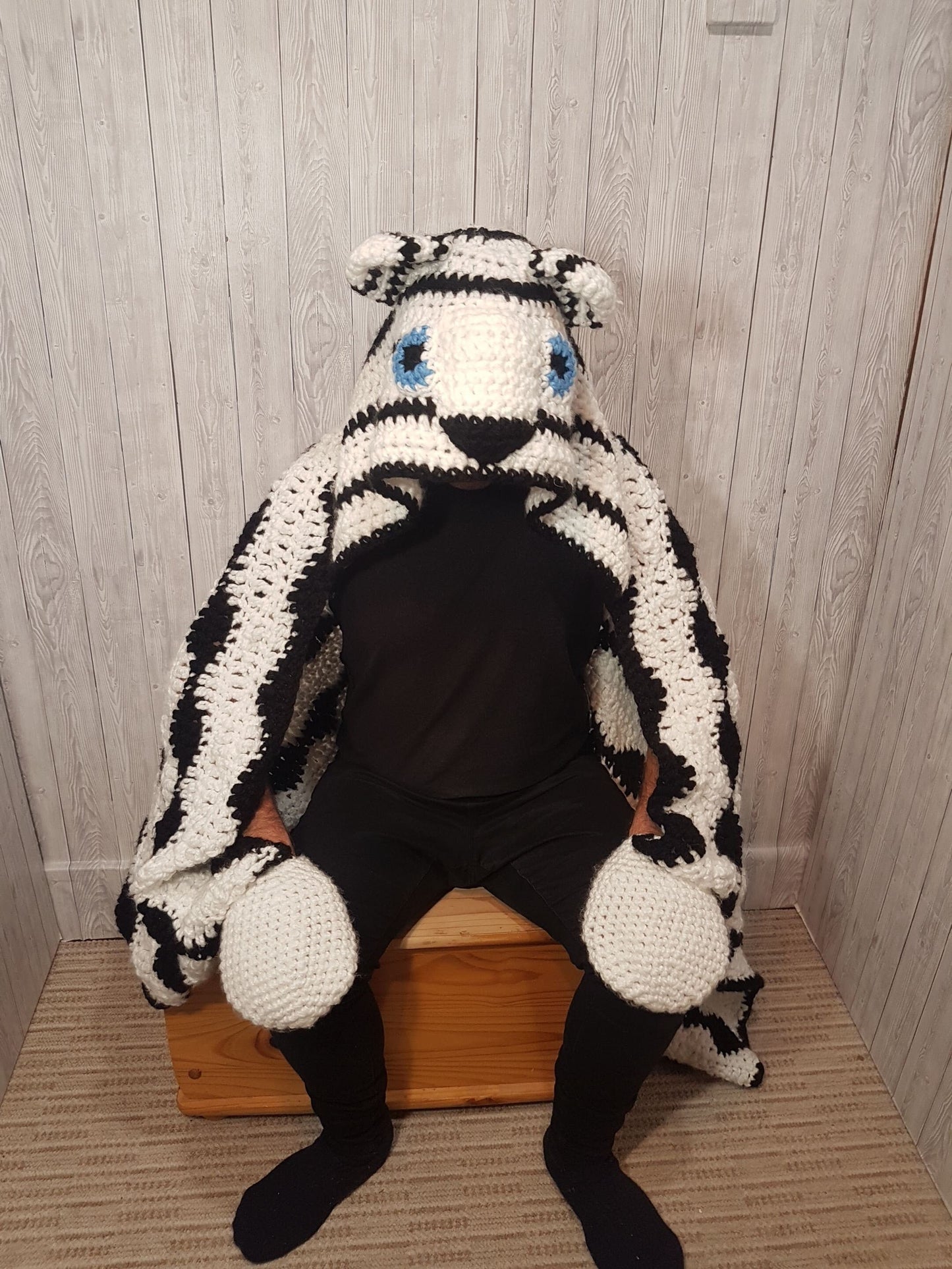 2in1 Snow Tiger Hooded Blanket Adult & Child Sizes CROCHET PATTERN | Animal Hooded Blanket | Wearable Blanket Gift for Him Kids Teen Blanket