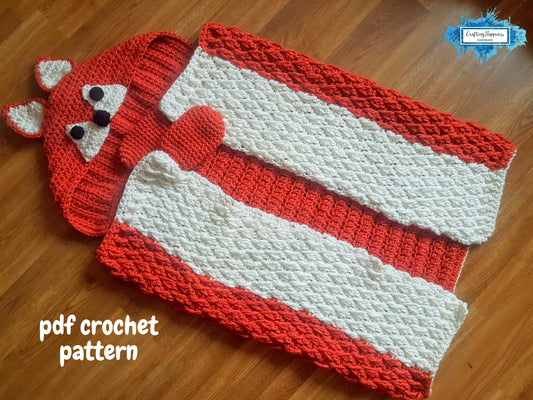 Woodland Fox Hooded Blanket For Adults & Kids Crochet Pattern | Animal Blanket With Hood | Wearable Blanket | Fox Blanket Child | Present