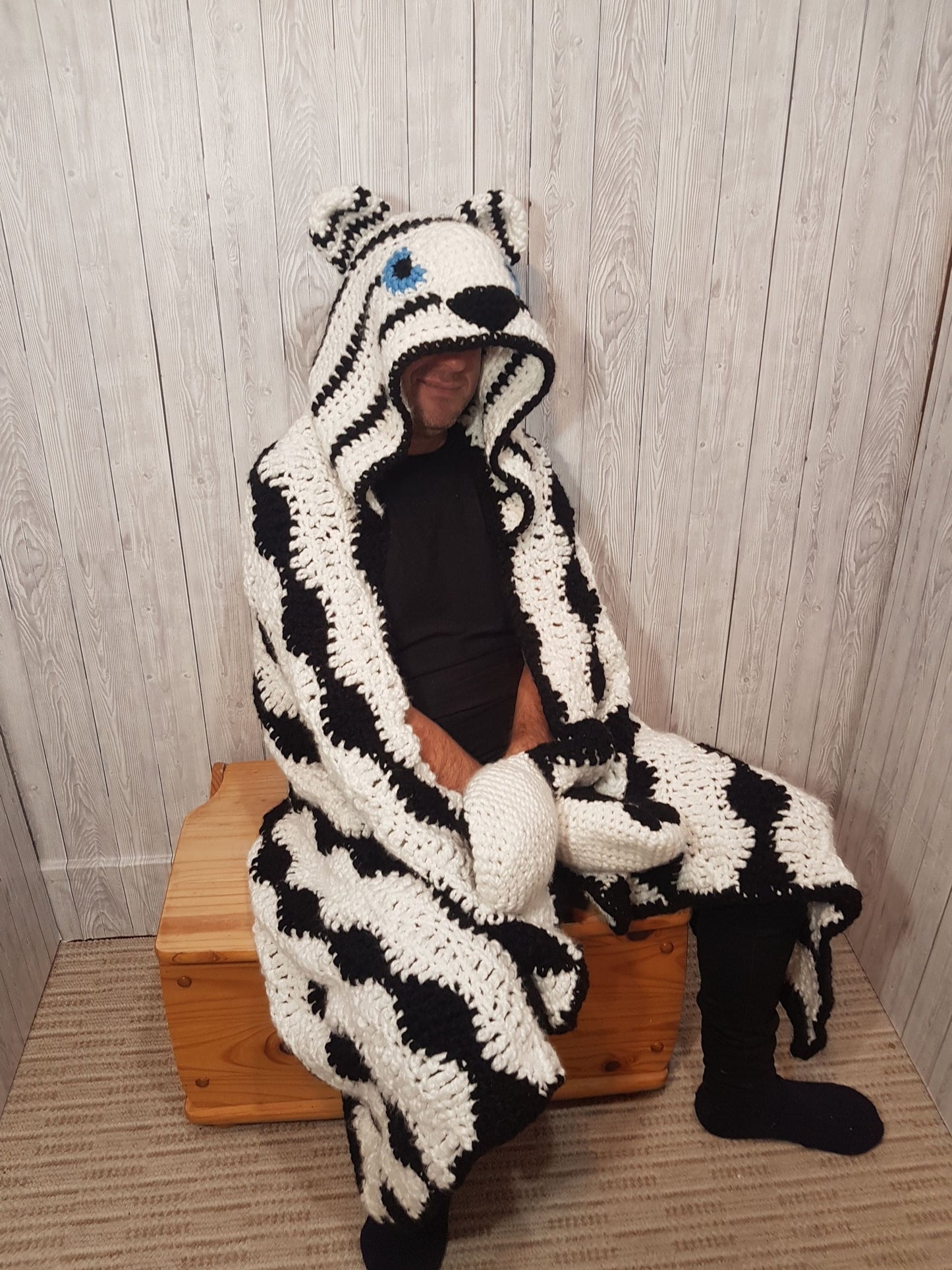 2in1 Snow Tiger Hooded Blanket Adult & Child Sizes CROCHET PATTERN | Animal Hooded Blanket | Wearable Blanket Gift for Him Kids Teen Blanket