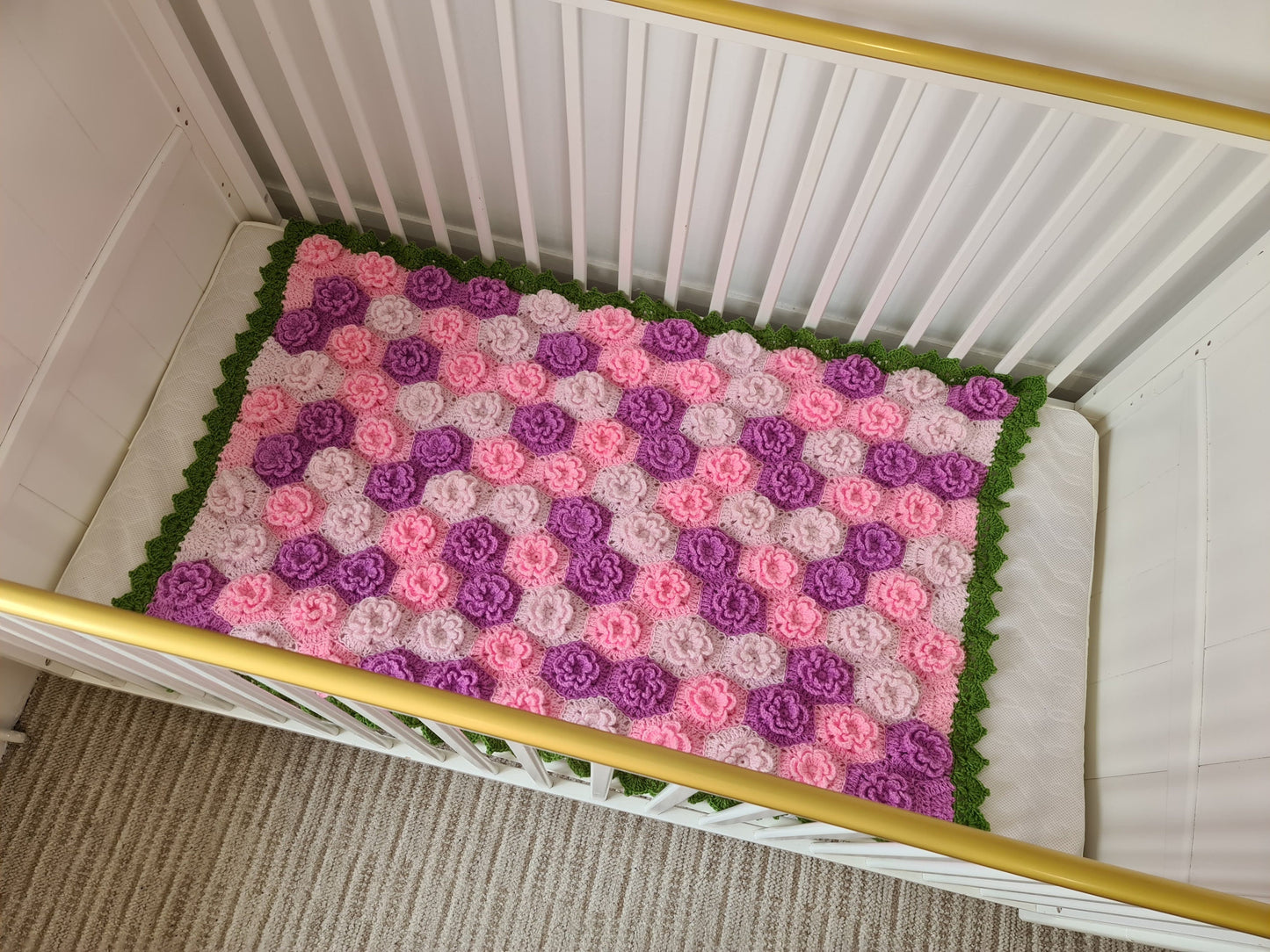 Summer Garden Flower Baby Blanket Lapghan Crochet Pattern | Hexagon Blanket Baby Shower Gift Easy Flower Blanket Afghan Christmas Birthday