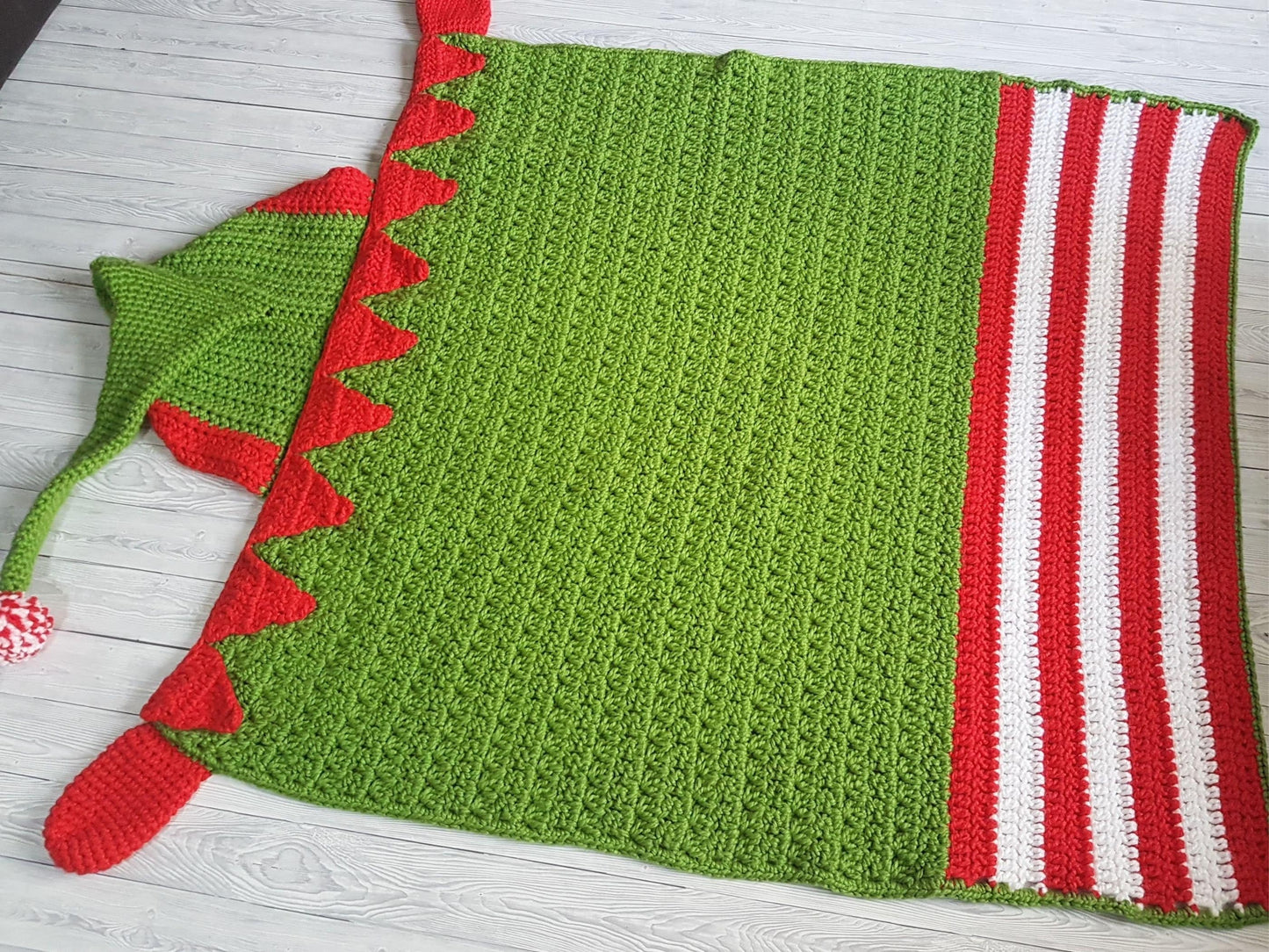 2in1 Hooded Christmas Elf Blanket Crochet Pattern | Christmas Afghan Adult Child Sizes Wearable Blanket Christmas Birthday Gift  Elf Blanket