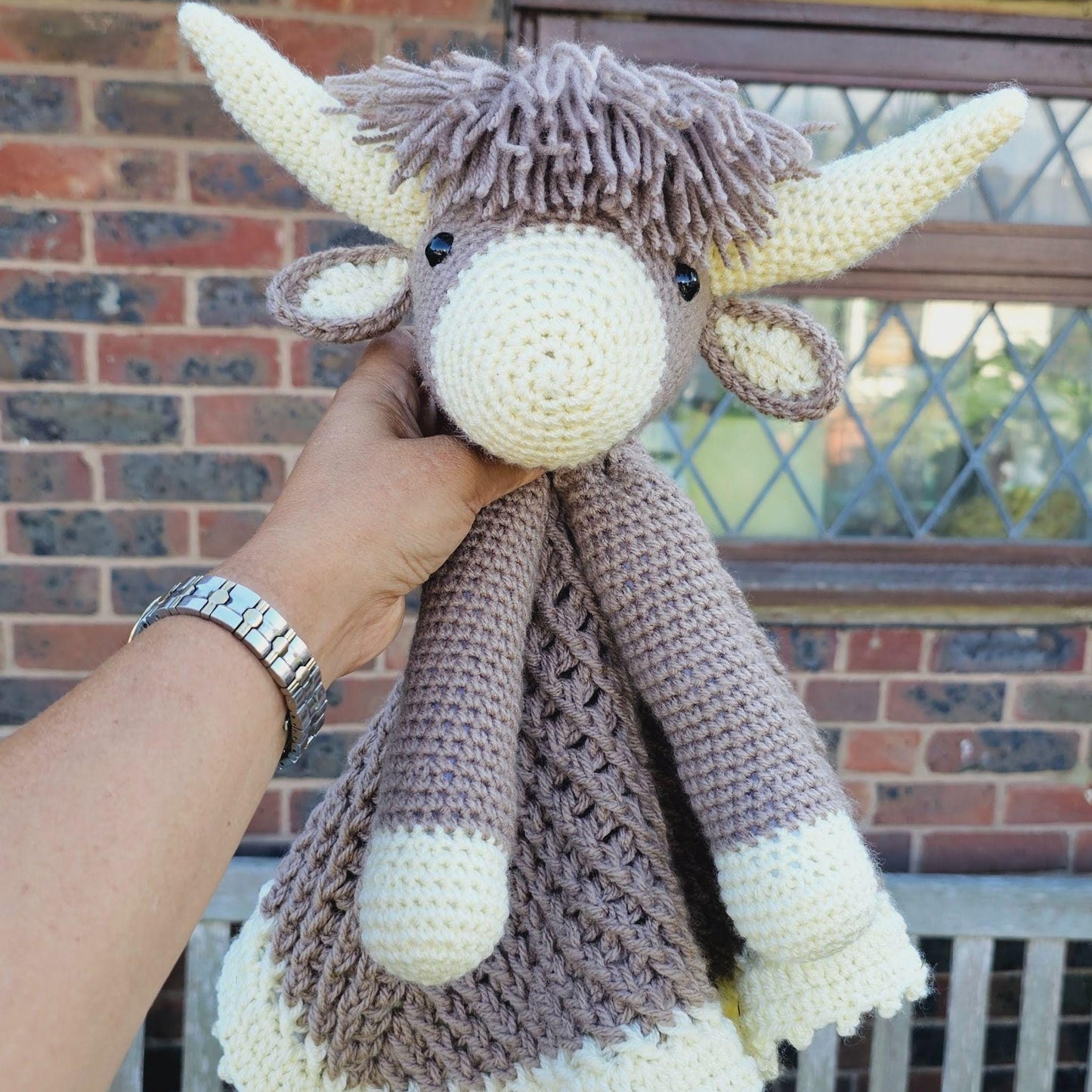 3 PATTERN BUNDLE Amigurumi Cow Baby Lovey - Scottish Highland Cow, Holstein Spotted Farm Cow, Strawberry Cow Baby Shower Gift Animal Blanket