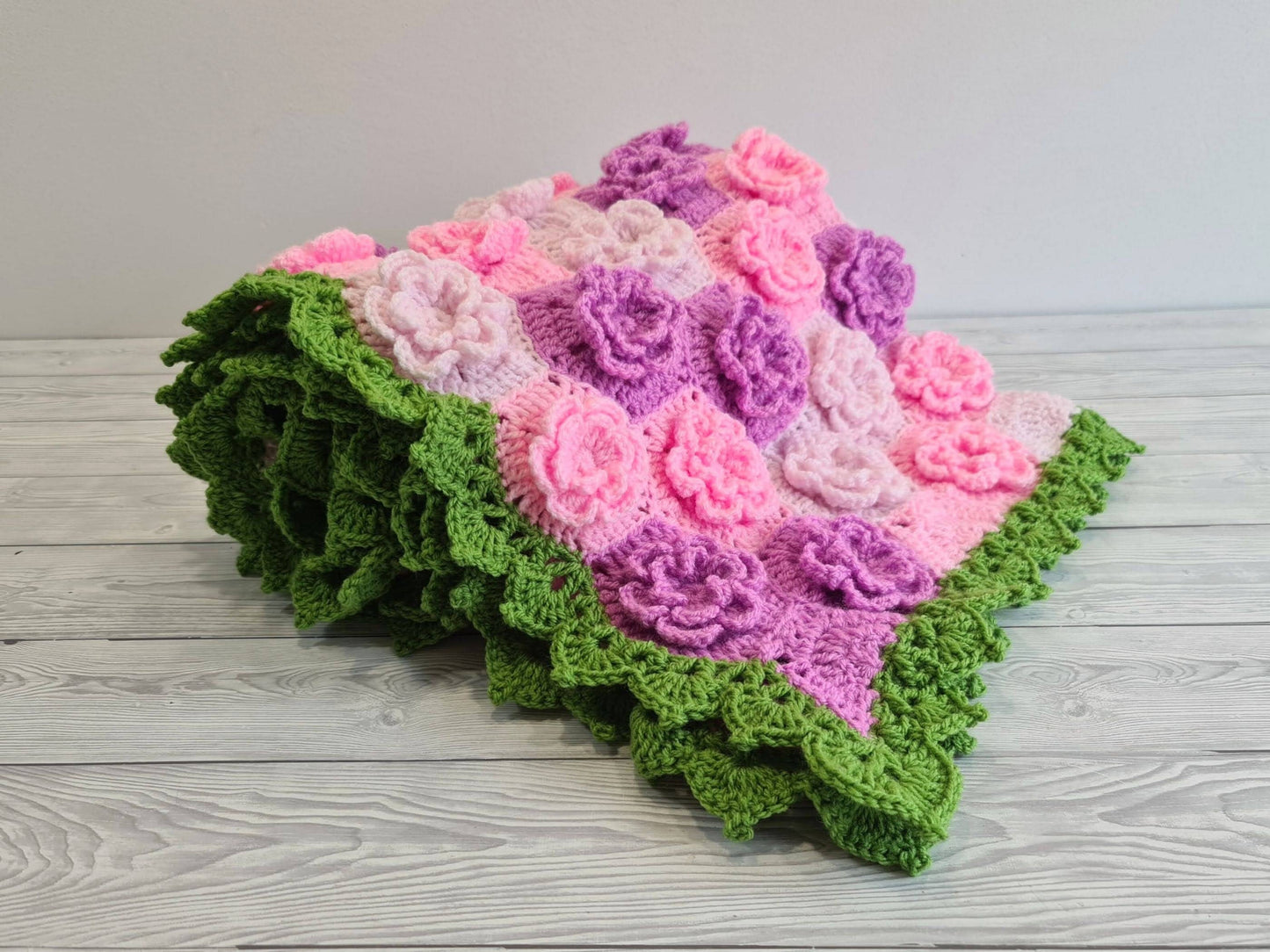 Summer Garden Flower Baby Blanket Lapghan Crochet Pattern | Hexagon Blanket Baby Shower Gift Easy Flower Blanket Afghan Christmas Birthday