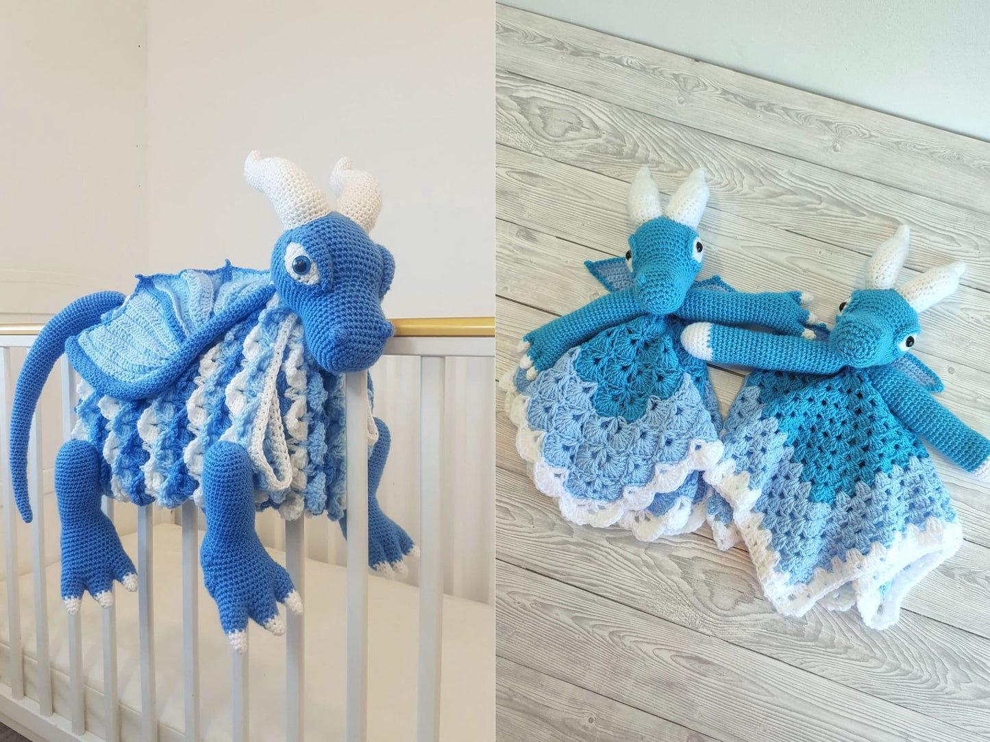 Dragon Baby Blanket & Lovey Baby Shower Set CROCHET PATTERN | Dragon Cot Blanket and Dragon Amigurumi Comforter Pattern | Crochet Baby Gift