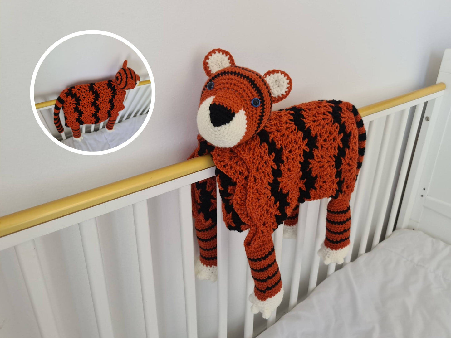 3in1 Jungle Tiger Folding Baby Blanket Crochet Pattern | Pram Toy Security Blanket Lovey Tiger Baby Shower Baby Gift Birthday Nursery Decor